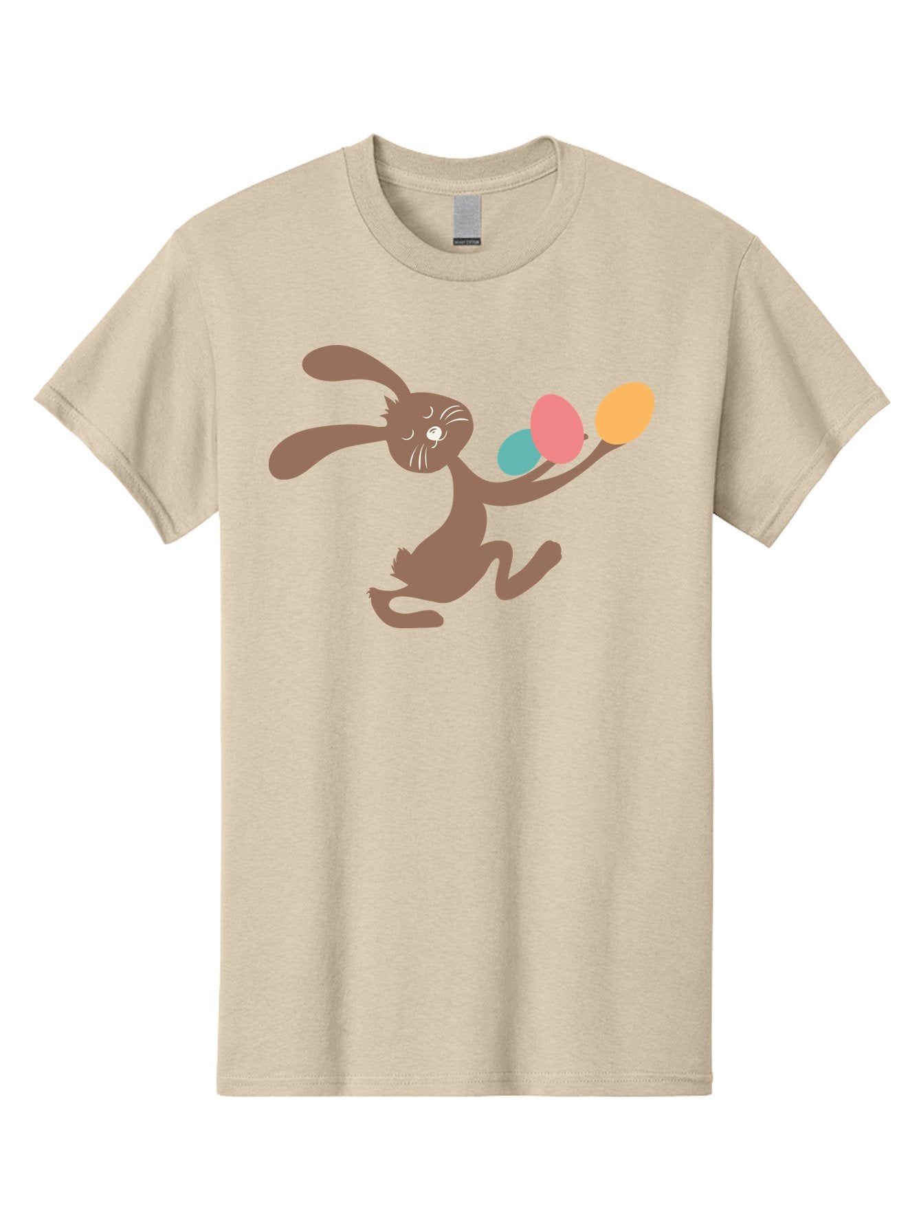 Easter-Bunny Men'S Graphic Tee, 100% Cotton, Comfortable Casual Summer Wear, Machine Washable, Cartoon Bunny, Easter Eggs, Pastel Colors, Playful Rabbit, Spring Celebration, Easter Holiday, Colorful Eggs, Festive Scene Aac668 14