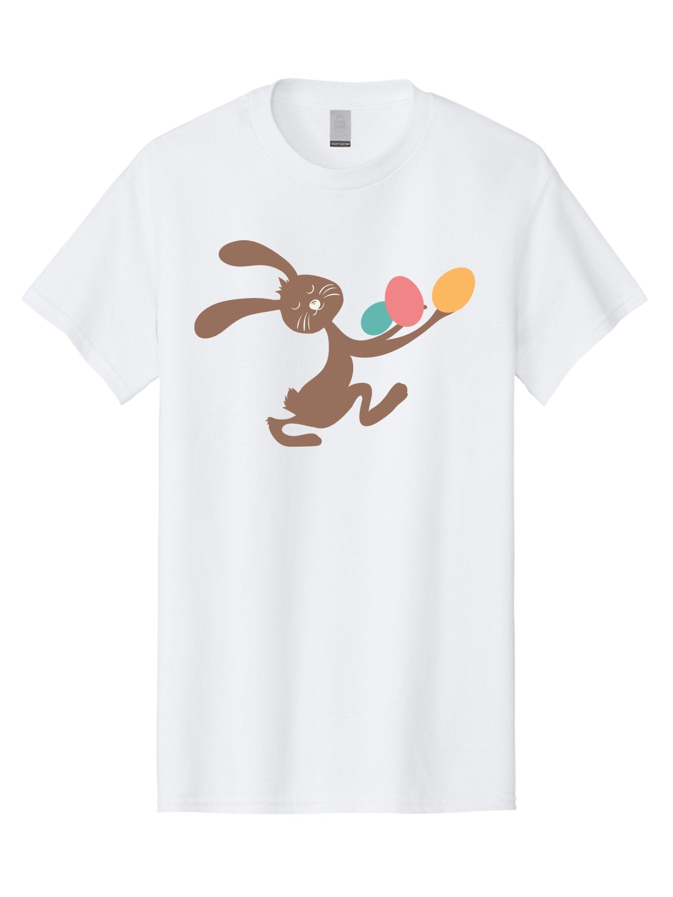 Easter-Bunny Men'S Graphic Tee, 100% Cotton, Comfortable Casual Summer Wear, Machine Washable, Cartoon Bunny, Easter Eggs, Pastel Colors, Playful Rabbit, Spring Celebration, Easter Holiday, Colorful Eggs, Festive Scene Aac668 5