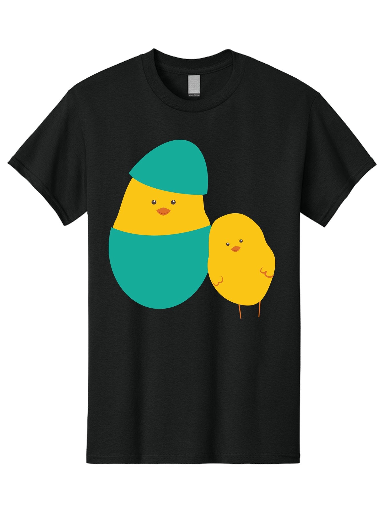 Easter-Chick-And-Hatching-Chick Men'S Graphic Tee, 100% Cotton, Comfortable Casual Summer Wear, Machine Washable, Hatching Chick, Yellow Chick, Cartoon Character, Teal Egg, Newborn Animal, Cute Illustration, Nursery Art, Easter Theme, Aac669 3