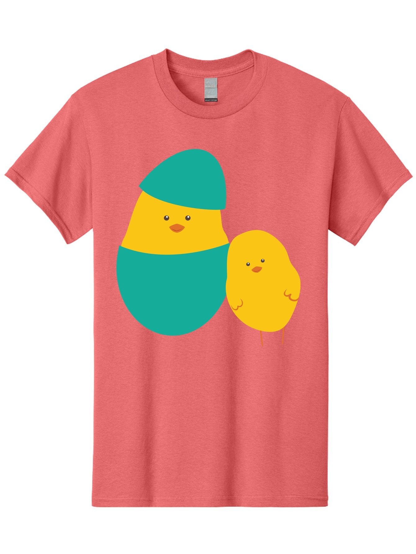 Easter-Chick-And-Hatching-Chick Men'S Graphic Tee, 100% Cotton, Comfortable Casual Summer Wear, Machine Washable, Hatching Chick, Yellow Chick, Cartoon Character, Teal Egg, Newborn Animal, Cute Illustration, Nursery Art, Easter Theme, Aac669 8