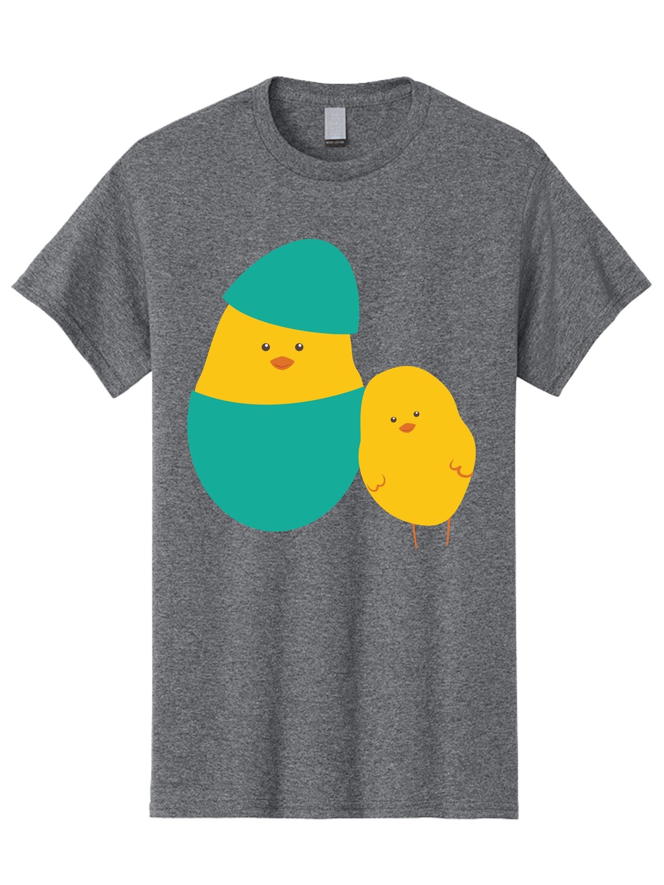 Easter-Chick-And-Hatching-Chick Men'S Graphic Tee, 100% Cotton, Comfortable Casual Summer Wear, Machine Washable, Hatching Chick, Yellow Chick, Cartoon Character, Teal Egg, Newborn Animal, Cute Illustration, Nursery Art, Easter Theme, Aac669