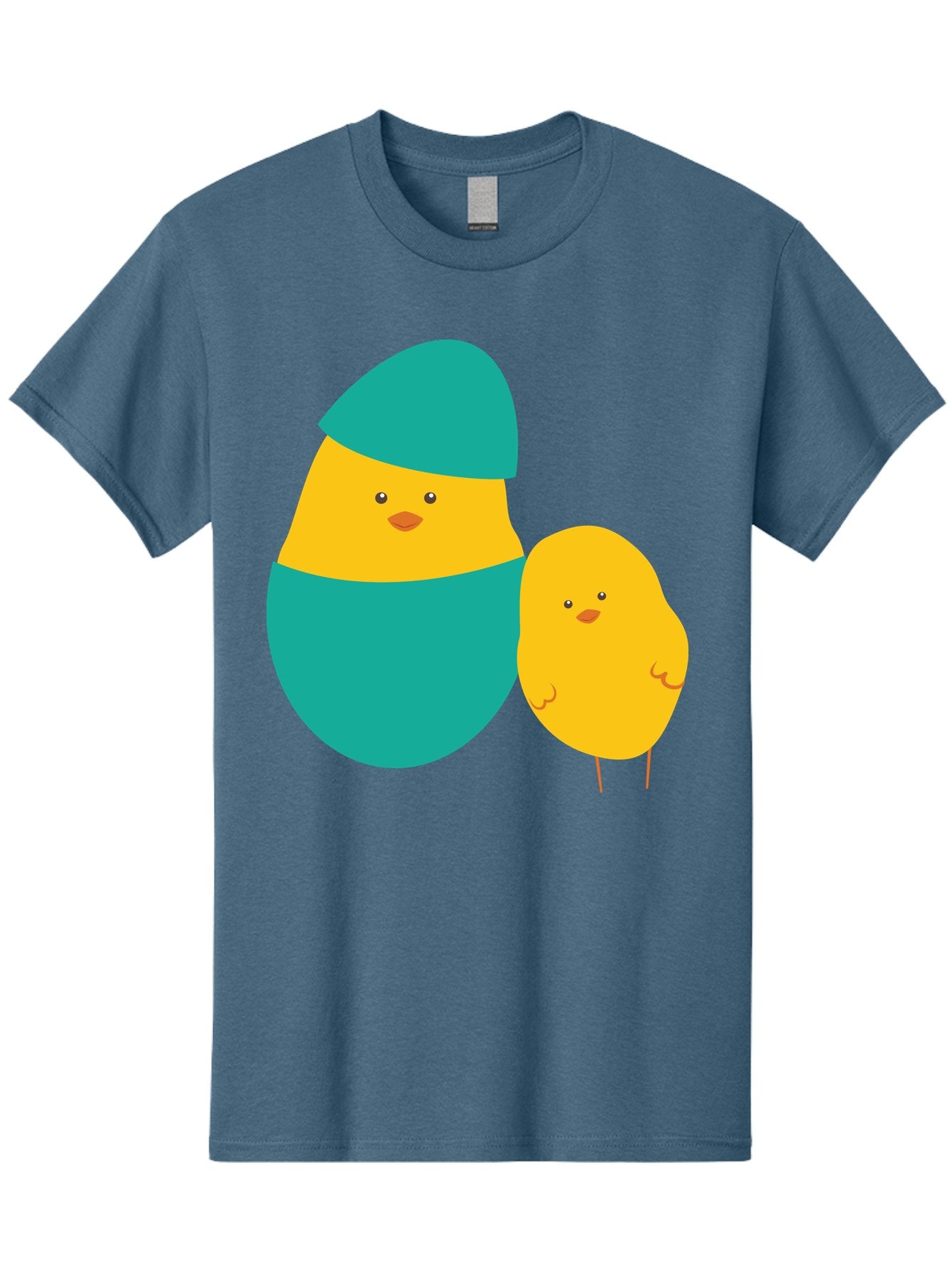 Easter-Chick-And-Hatching-Chick Men'S Graphic Tee, 100% Cotton, Comfortable Casual Summer Wear, Machine Washable, Hatching Chick, Yellow Chick, Cartoon Character, Teal Egg, Newborn Animal, Cute Illustration, Nursery Art, Easter Theme, Aac669 15