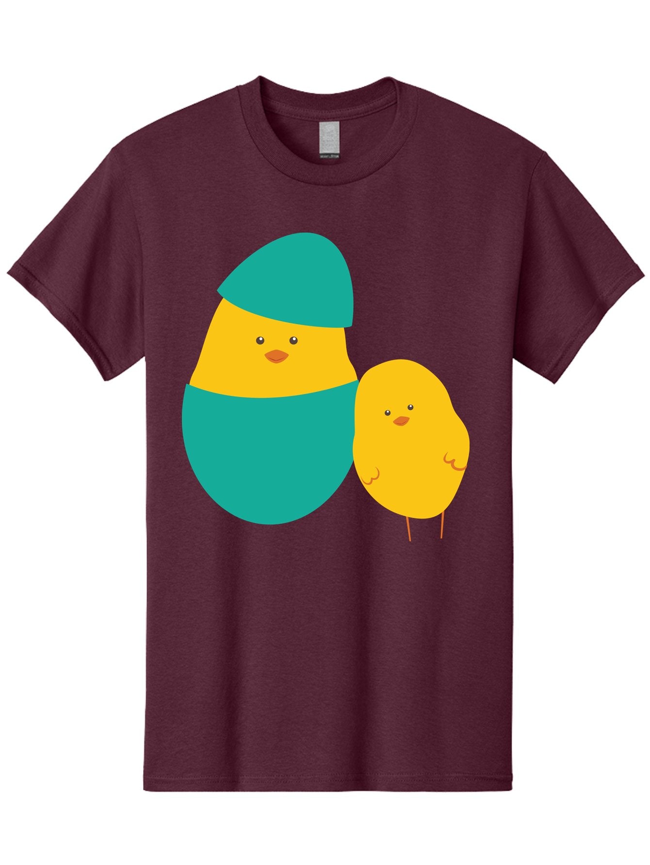 Easter-Chick-And-Hatching-Chick Men'S Graphic Tee, 100% Cotton, Comfortable Casual Summer Wear, Machine Washable, Hatching Chick, Yellow Chick, Cartoon Character, Teal Egg, Newborn Animal, Cute Illustration, Nursery Art, Easter Theme, Aac669