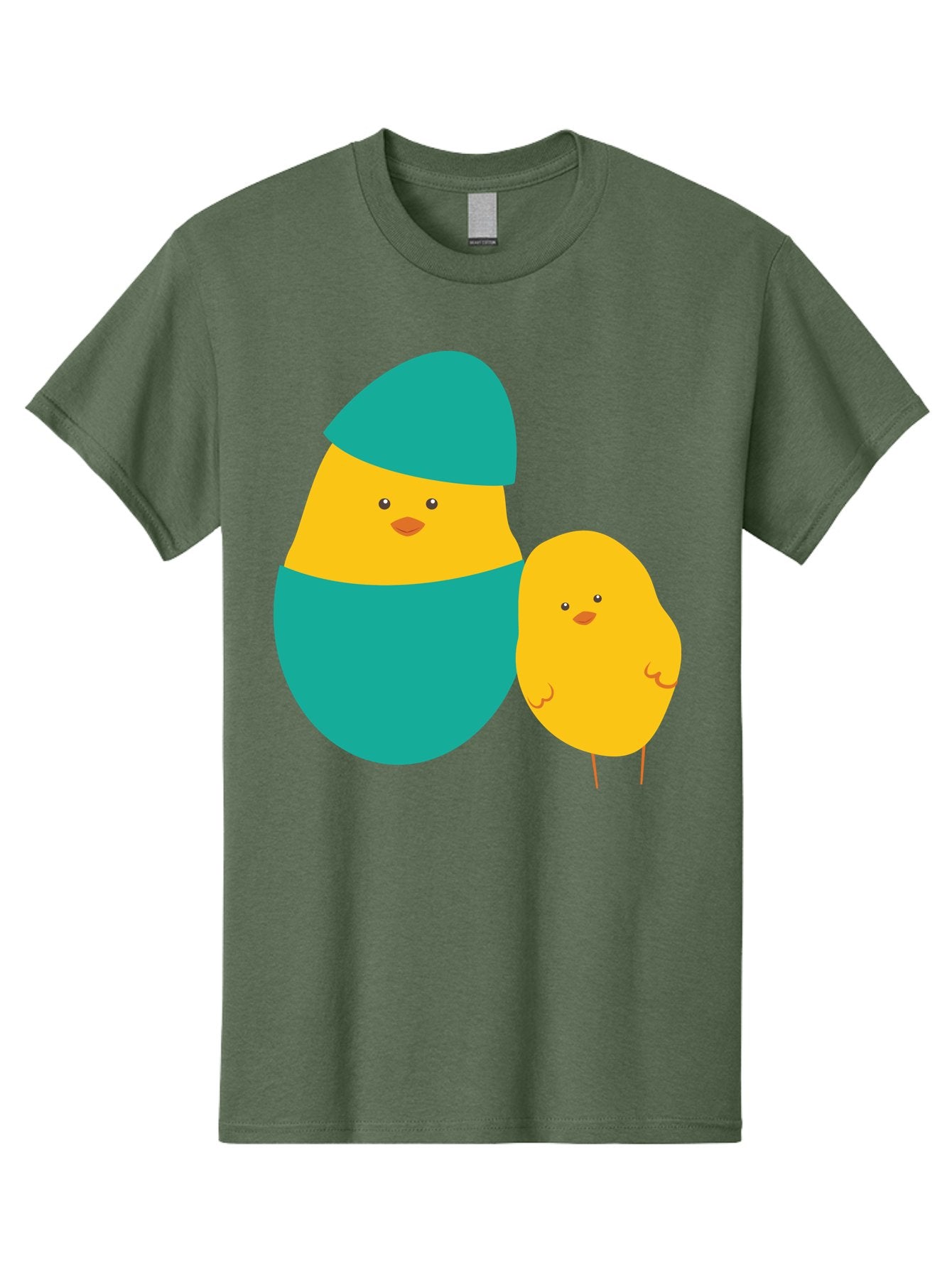 Easter-Chick-And-Hatching-Chick Men'S Graphic Tee, 100% Cotton, Comfortable Casual Summer Wear, Machine Washable, Hatching Chick, Yellow Chick, Cartoon Character, Teal Egg, Newborn Animal, Cute Illustration, Nursery Art, Easter Theme, Aac669 5