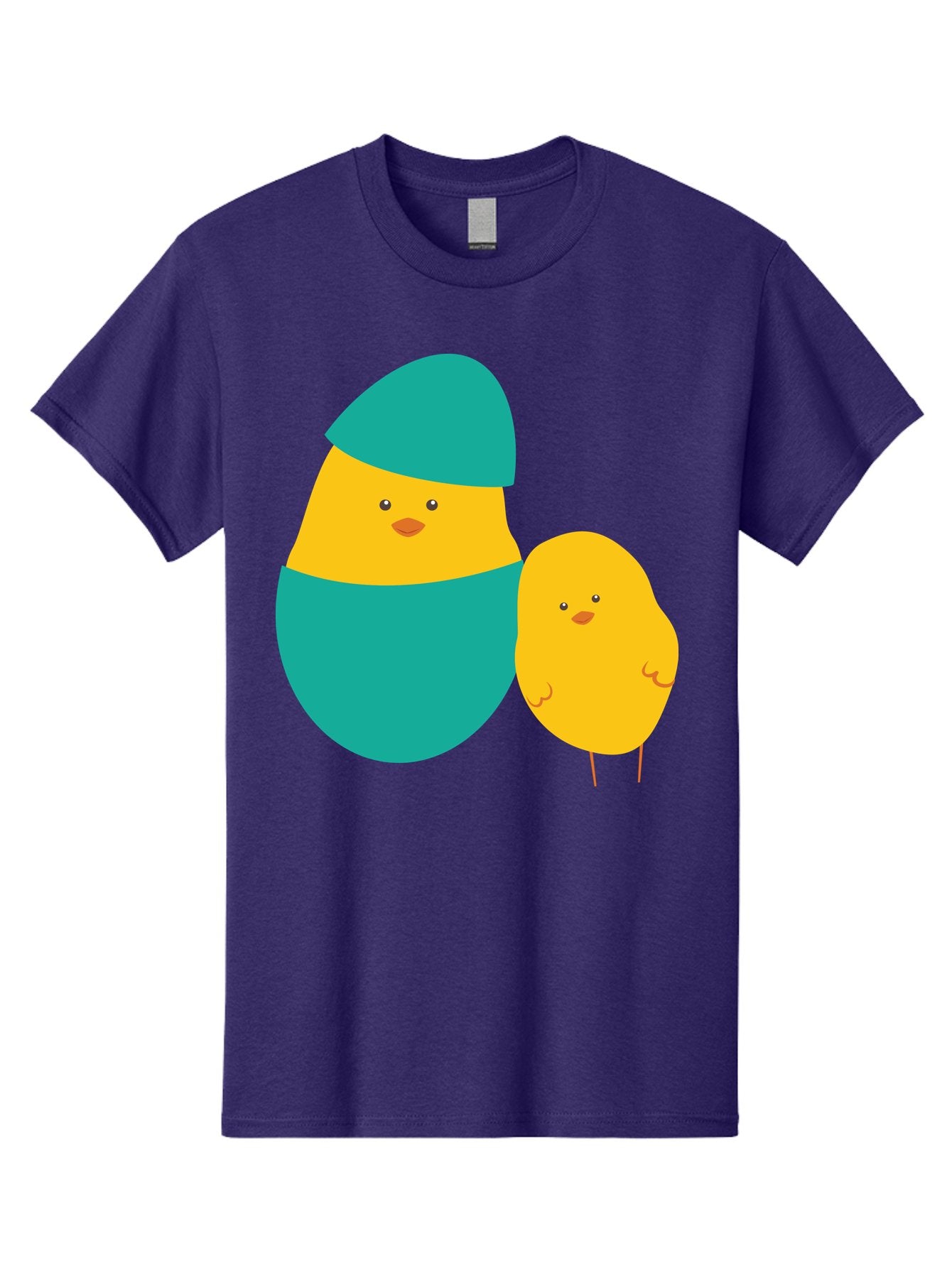 Easter-Chick-And-Hatching-Chick Men'S Graphic Tee, 100% Cotton, Comfortable Casual Summer Wear, Machine Washable, Hatching Chick, Yellow Chick, Cartoon Character, Teal Egg, Newborn Animal, Cute Illustration, Nursery Art, Easter Theme, Aac669 6