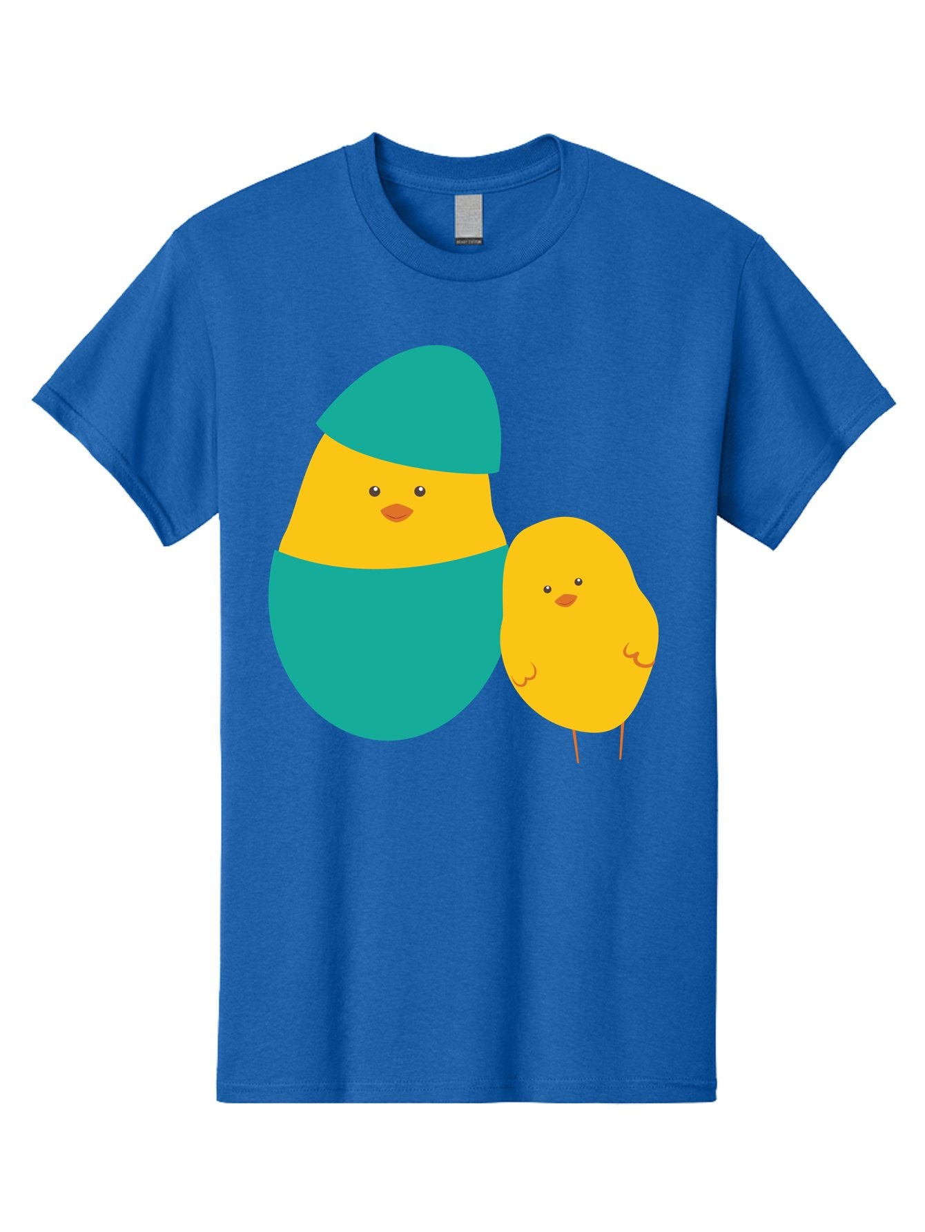 Easter-Chick-And-Hatching-Chick Men'S Graphic Tee, 100% Cotton, Comfortable Casual Summer Wear, Machine Washable, Hatching Chick, Yellow Chick, Cartoon Character, Teal Egg, Newborn Animal, Cute Illustration, Nursery Art, Easter Theme, Aac669 9