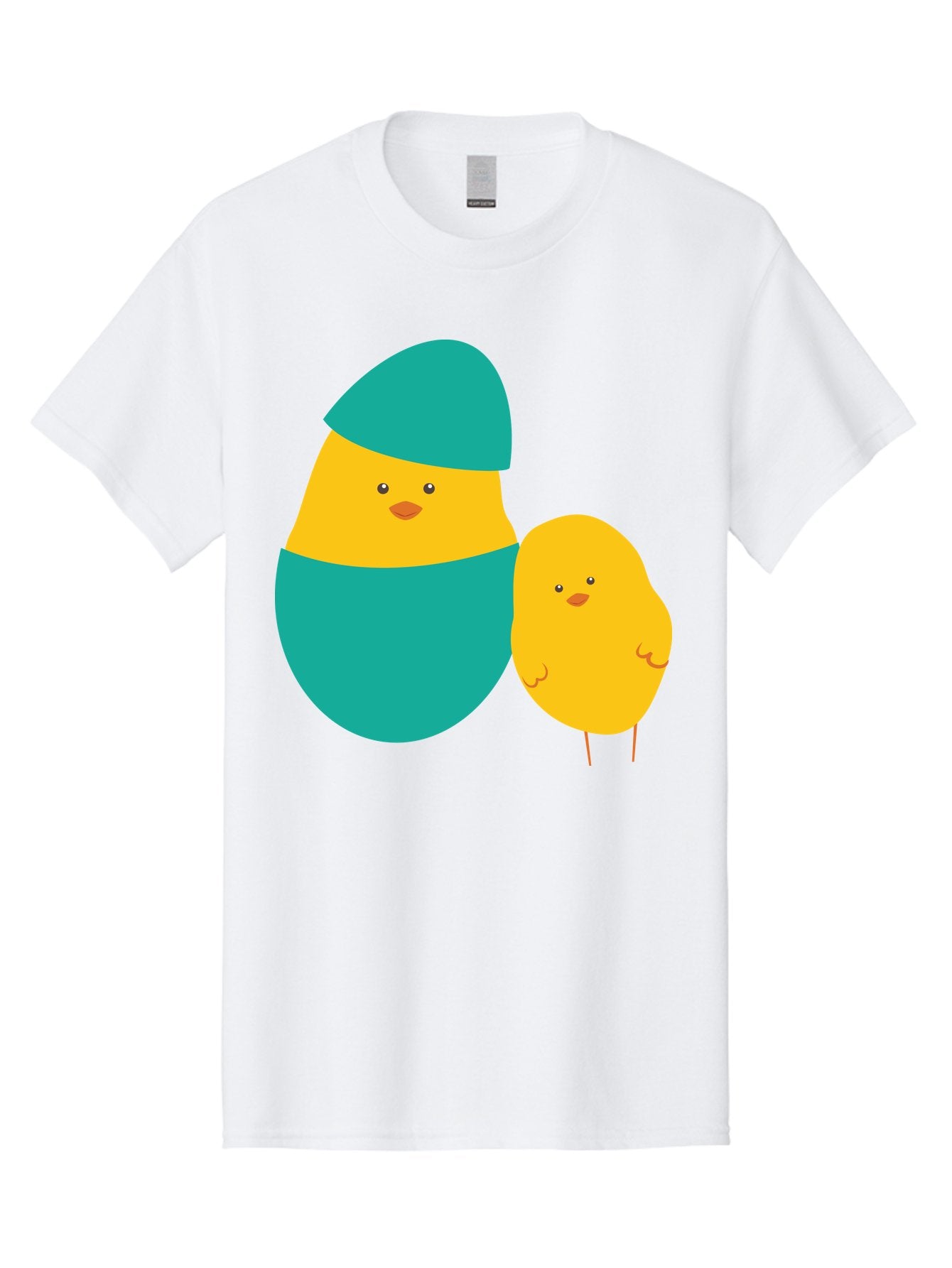 Easter-Chick-And-Hatching-Chick Men'S Graphic Tee, 100% Cotton, Comfortable Casual Summer Wear, Machine Washable, Hatching Chick, Yellow Chick, Cartoon Character, Teal Egg, Newborn Animal, Cute Illustration, Nursery Art, Easter Theme, Aac669 4