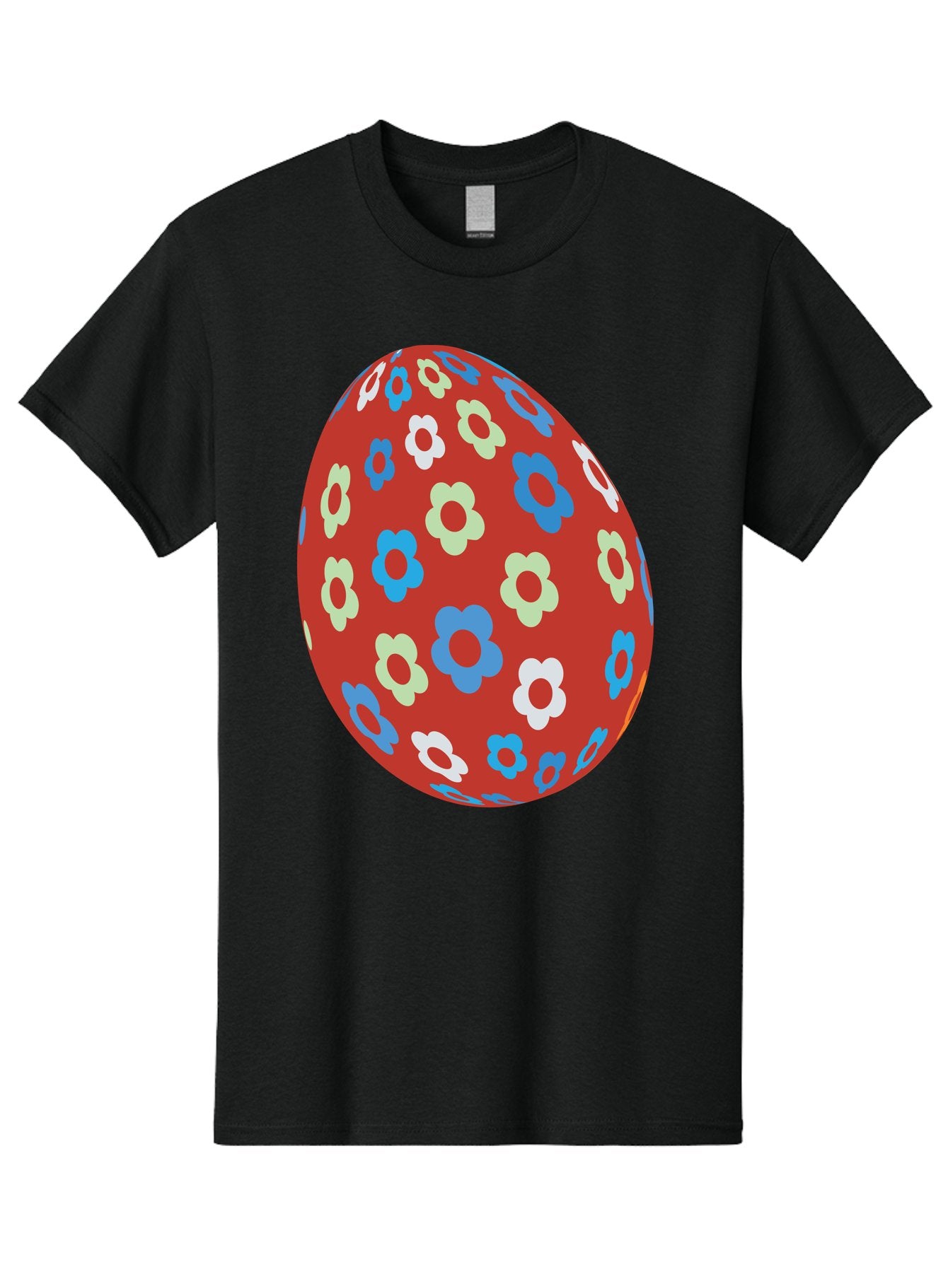Easter-Egg-1 Men'S Graphic Tee, 100% Cotton, Comfortable Casual Summer Wear, Machine Washable, Easter Egg, Floral Pattern, Colorful Flowers, Red Egg, Blue Flowers, White Flowers, Green Flowers, Festive Design, Spring Theme, Decorated Egg, Aac671 9