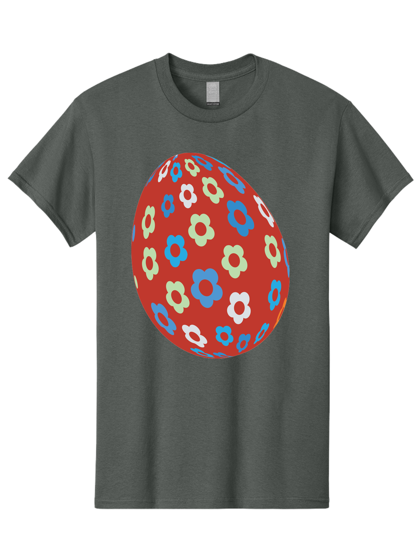 Easter-Egg-1 Men'S Graphic Tee, 100% Cotton, Comfortable Casual Summer Wear, Machine Washable, Easter Egg, Floral Pattern, Colorful Flowers, Red Egg, Blue Flowers, White Flowers, Green Flowers, Festive Design, Spring Theme, Decorated Egg, Aac671 17