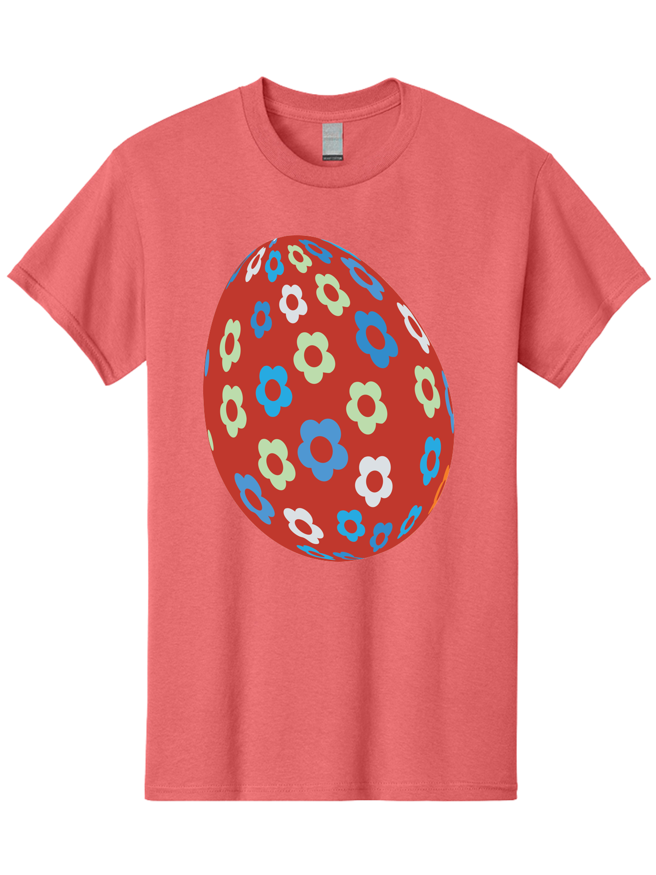 Easter-Egg-1 Men'S Graphic Tee, 100% Cotton, Comfortable Casual Summer Wear, Machine Washable, Easter Egg, Floral Pattern, Colorful Flowers, Red Egg, Blue Flowers, White Flowers, Green Flowers, Festive Design, Spring Theme, Decorated Egg, Aac671 3