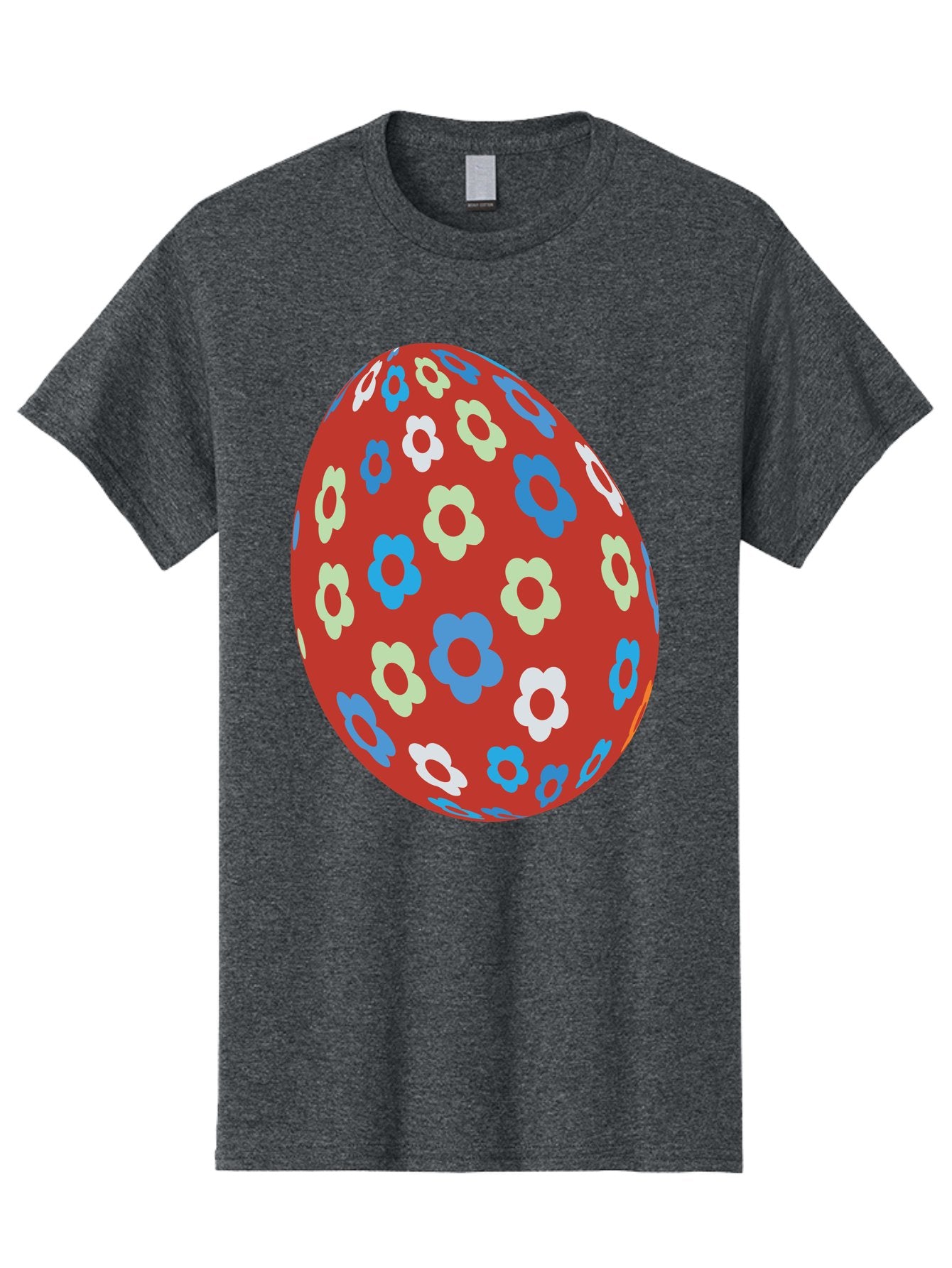 Easter-Egg-1 Men'S Graphic Tee, 100% Cotton, Comfortable Casual Summer Wear, Machine Washable, Easter Egg, Floral Pattern, Colorful Flowers, Red Egg, Blue Flowers, White Flowers, Green Flowers, Festive Design, Spring Theme, Decorated Egg, Aac671 10