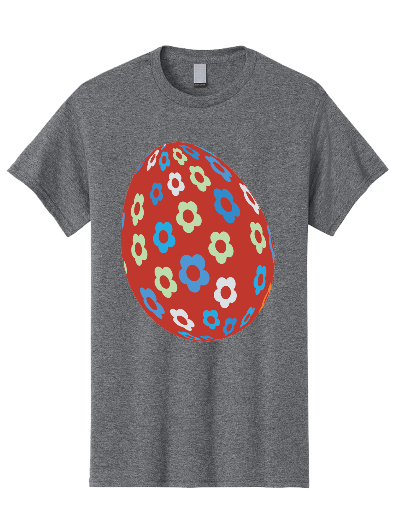 Easter-Egg-1 Men'S Graphic Tee, 100% Cotton, Comfortable Casual Summer Wear, Machine Washable, Easter Egg, Floral Pattern, Colorful Flowers, Red Egg, Blue Flowers, White Flowers, Green Flowers, Festive Design, Spring Theme, Decorated Egg, Aac671 23