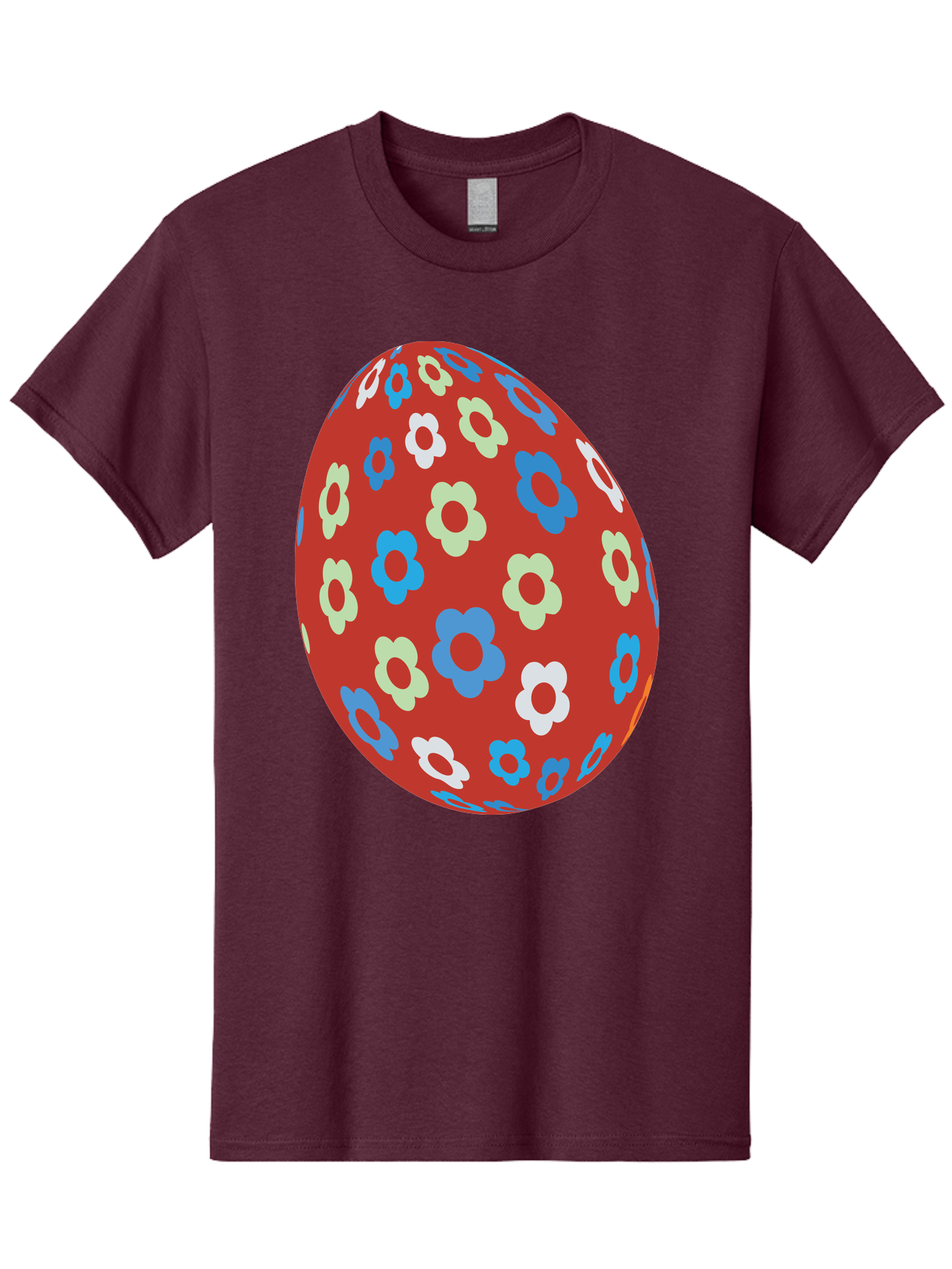 Easter-Egg-1 Men'S Graphic Tee, 100% Cotton, Comfortable Casual Summer Wear, Machine Washable, Easter Egg, Floral Pattern, Colorful Flowers, Red Egg, Blue Flowers, White Flowers, Green Flowers, Festive Design, Spring Theme, Decorated Egg, Aac671 7