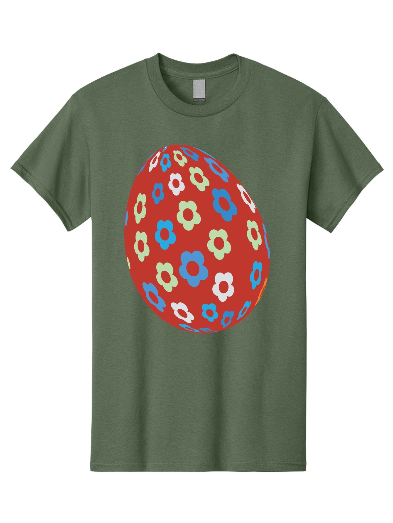 Easter-Egg-1 Men'S Graphic Tee, 100% Cotton, Comfortable Casual Summer Wear, Machine Washable, Easter Egg, Floral Pattern, Colorful Flowers, Red Egg, Blue Flowers, White Flowers, Green Flowers, Festive Design, Spring Theme, Decorated Egg, Aac671 7
