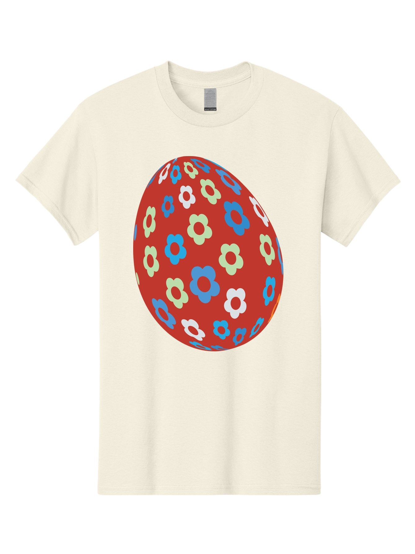 Easter-Egg-1 Men'S Graphic Tee, 100% Cotton, Comfortable Casual Summer Wear, Machine Washable, Easter Egg, Floral Pattern, Colorful Flowers, Red Egg, Blue Flowers, White Flowers, Green Flowers, Festive Design, Spring Theme, Decorated Egg, Aac671