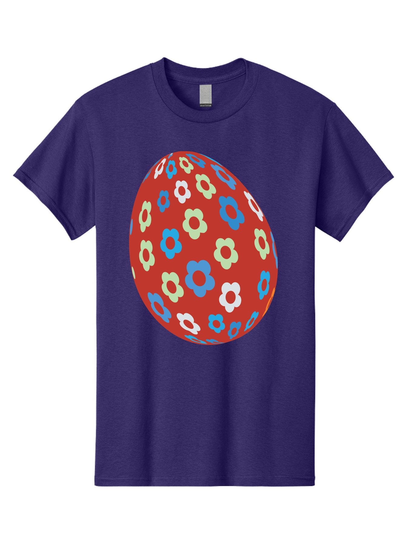 Easter-Egg-1 Men'S Graphic Tee, 100% Cotton, Comfortable Casual Summer Wear, Machine Washable, Easter Egg, Floral Pattern, Colorful Flowers, Red Egg, Blue Flowers, White Flowers, Green Flowers, Festive Design, Spring Theme, Decorated Egg, Aac671 6