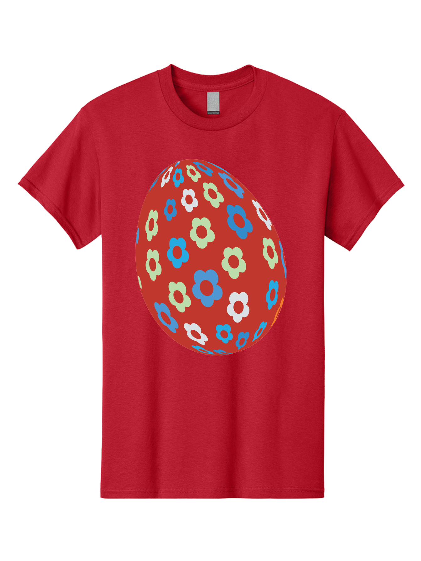 Easter-Egg-1 Men'S Graphic Tee, 100% Cotton, Comfortable Casual Summer Wear, Machine Washable, Easter Egg, Floral Pattern, Colorful Flowers, Red Egg, Blue Flowers, White Flowers, Green Flowers, Festive Design, Spring Theme, Decorated Egg, Aac671 29