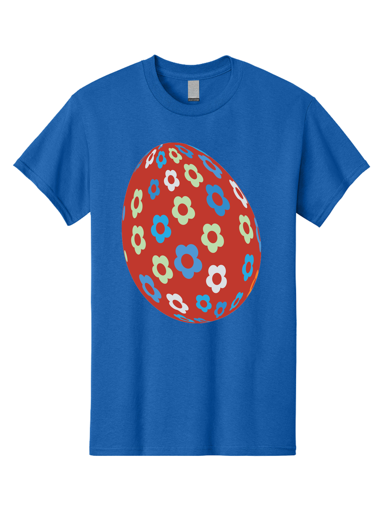 Easter-Egg-1 Men'S Graphic Tee, 100% Cotton, Comfortable Casual Summer Wear, Machine Washable, Easter Egg, Floral Pattern, Colorful Flowers, Red Egg, Blue Flowers, White Flowers, Green Flowers, Festive Design, Spring Theme, Decorated Egg, Aac671 21