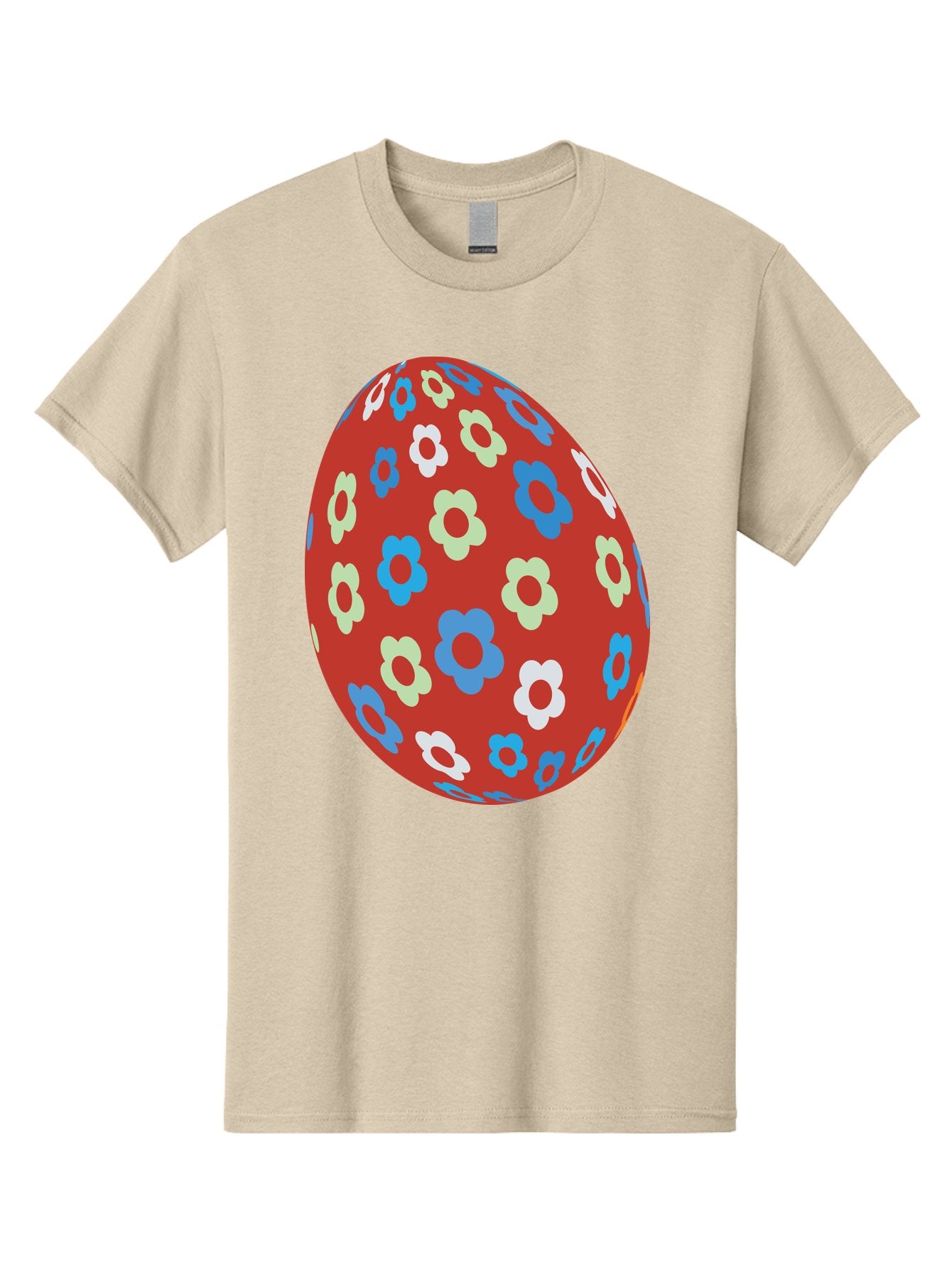 Easter-Egg-1 Men'S Graphic Tee, 100% Cotton, Comfortable Casual Summer Wear, Machine Washable, Easter Egg, Floral Pattern, Colorful Flowers, Red Egg, Blue Flowers, White Flowers, Green Flowers, Festive Design, Spring Theme, Decorated Egg, Aac671 5