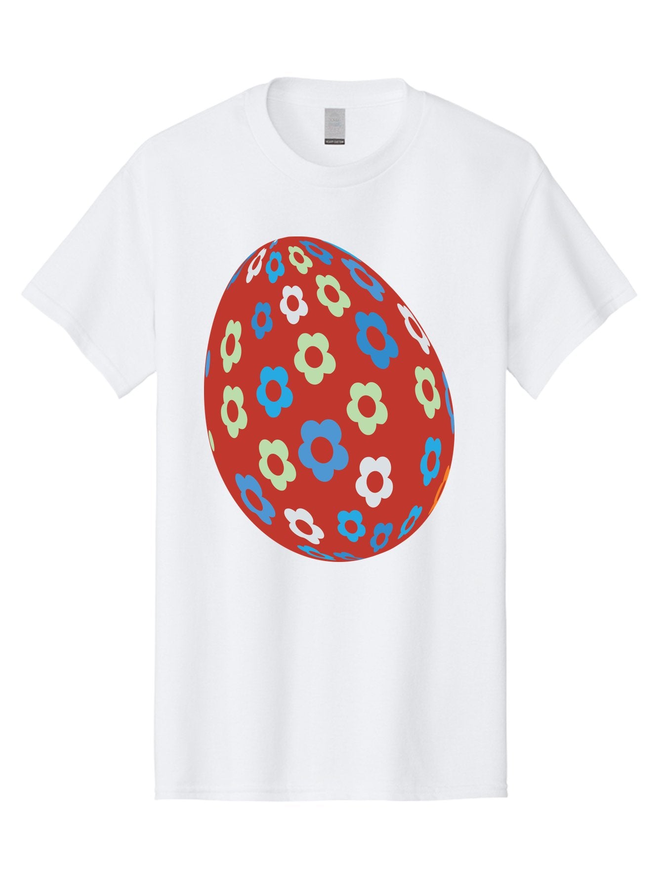 Easter-Egg-1 Men'S Graphic Tee, 100% Cotton, Comfortable Casual Summer Wear, Machine Washable, Easter Egg, Floral Pattern, Colorful Flowers, Red Egg, Blue Flowers, White Flowers, Green Flowers, Festive Design, Spring Theme, Decorated Egg, Aac671 15