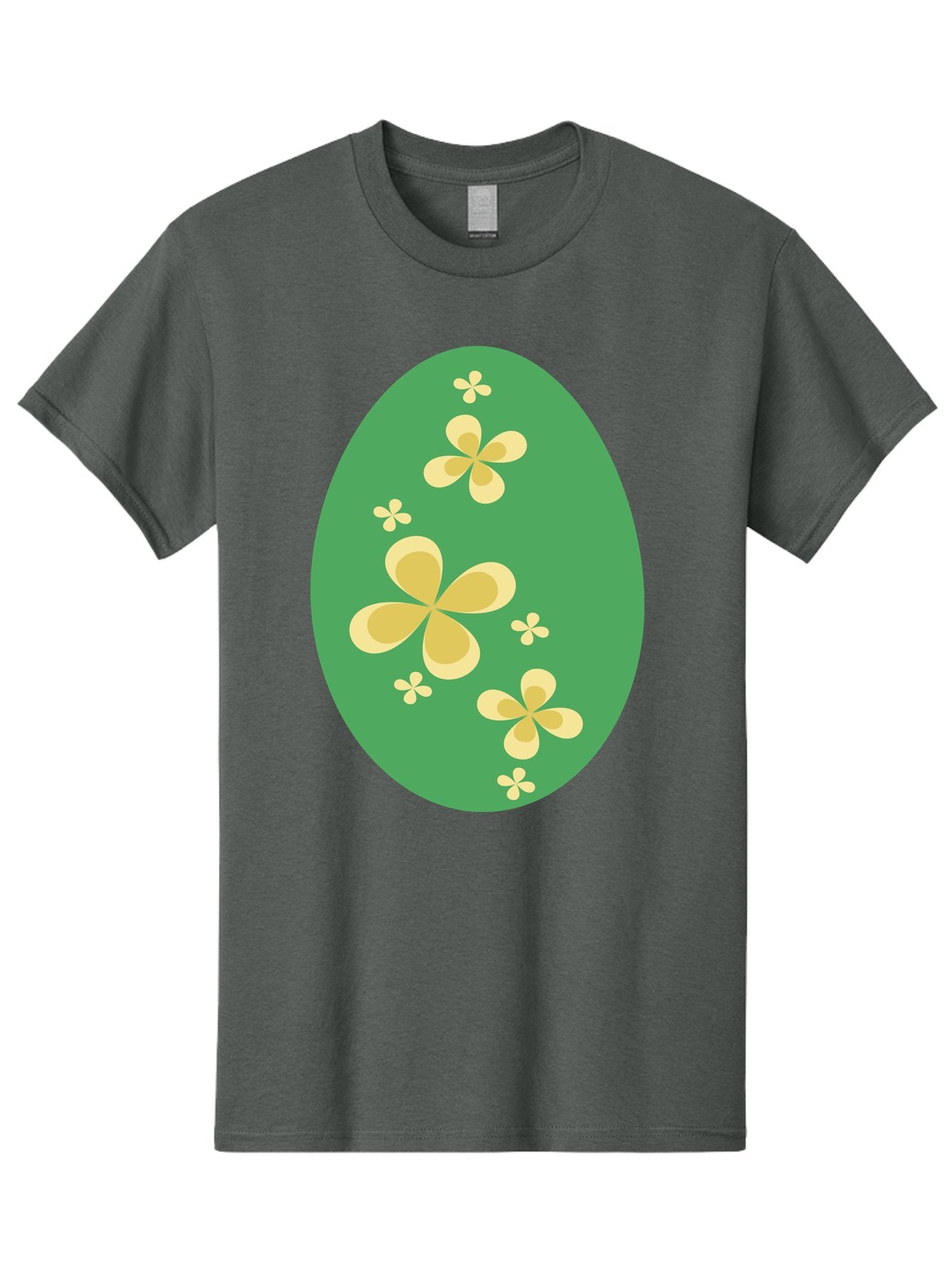 Easter-Egg-2 Men'S Graphic Tee, 100% Cotton, Comfortable Casual Summer Wear, Machine Washable, Easter Egg, Floral Pattern, Yellow Flowers, Oval Shape, Decorative Design, Spring Theme, Easter Decoration, Floral Motif, Pastel Colors Aac672 15