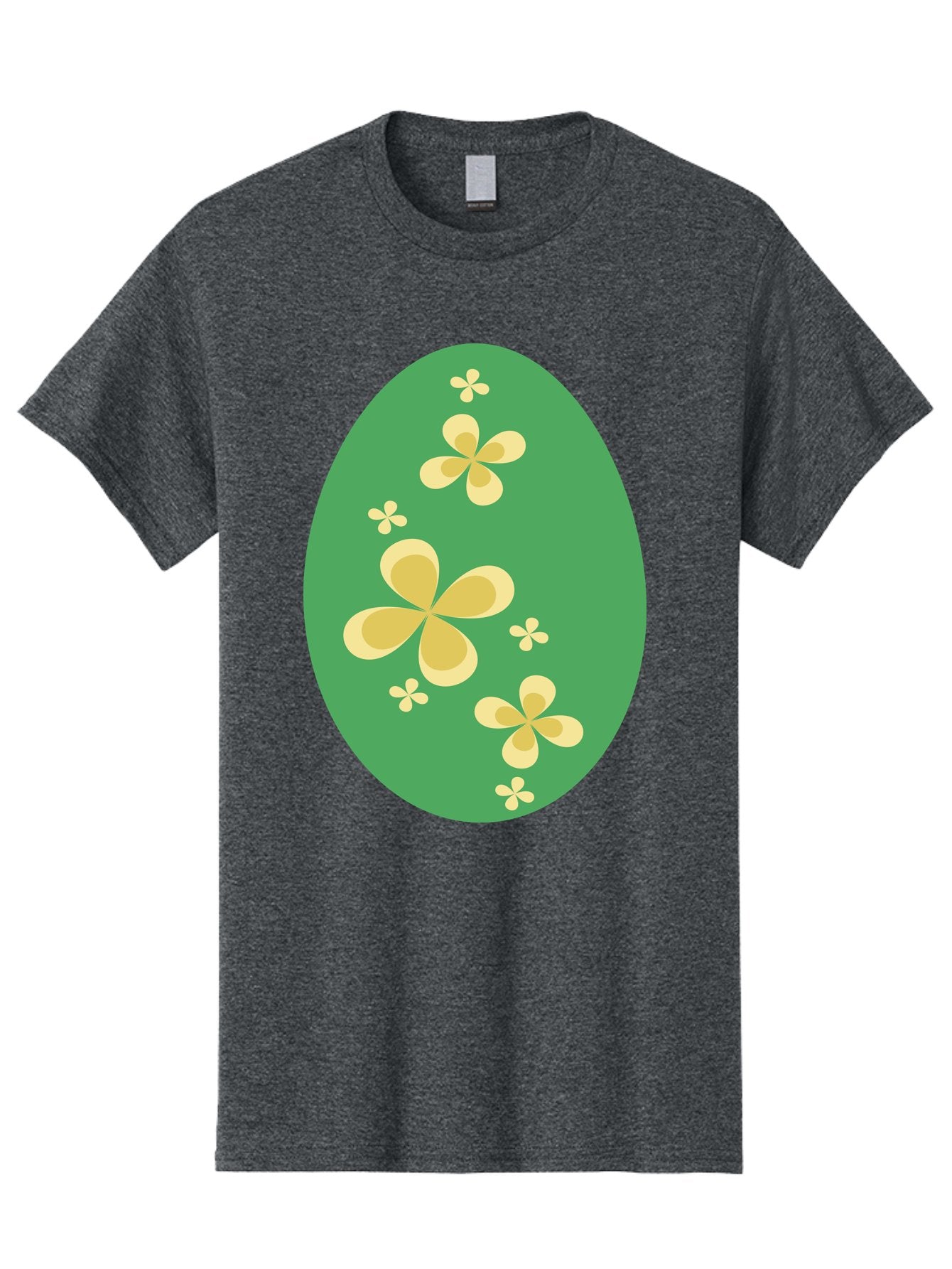 Easter-Egg-2 Men'S Graphic Tee, 100% Cotton, Comfortable Casual Summer Wear, Machine Washable, Easter Egg, Floral Pattern, Yellow Flowers, Oval Shape, Decorative Design, Spring Theme, Easter Decoration, Floral Motif, Pastel Colors Aac672