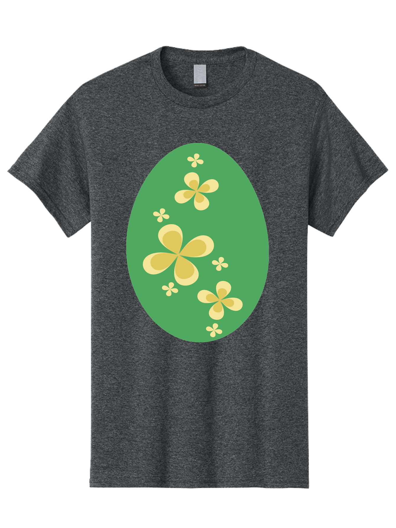 Easter-Egg-2 Men'S Graphic Tee, 100% Cotton, Comfortable Casual Summer Wear, Machine Washable, Easter Egg, Floral Pattern, Yellow Flowers, Oval Shape, Decorative Design, Spring Theme, Easter Decoration, Floral Motif, Pastel Colors Aac672 21