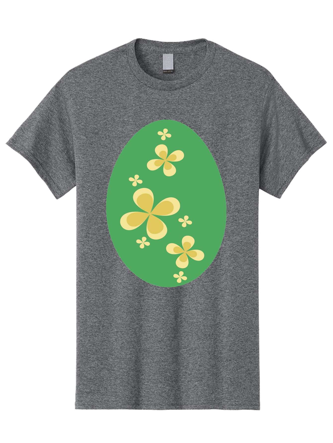 Easter-Egg-2 Men'S Graphic Tee, 100% Cotton, Comfortable Casual Summer Wear, Machine Washable, Easter Egg, Floral Pattern, Yellow Flowers, Oval Shape, Decorative Design, Spring Theme, Easter Decoration, Floral Motif, Pastel Colors Aac672 3