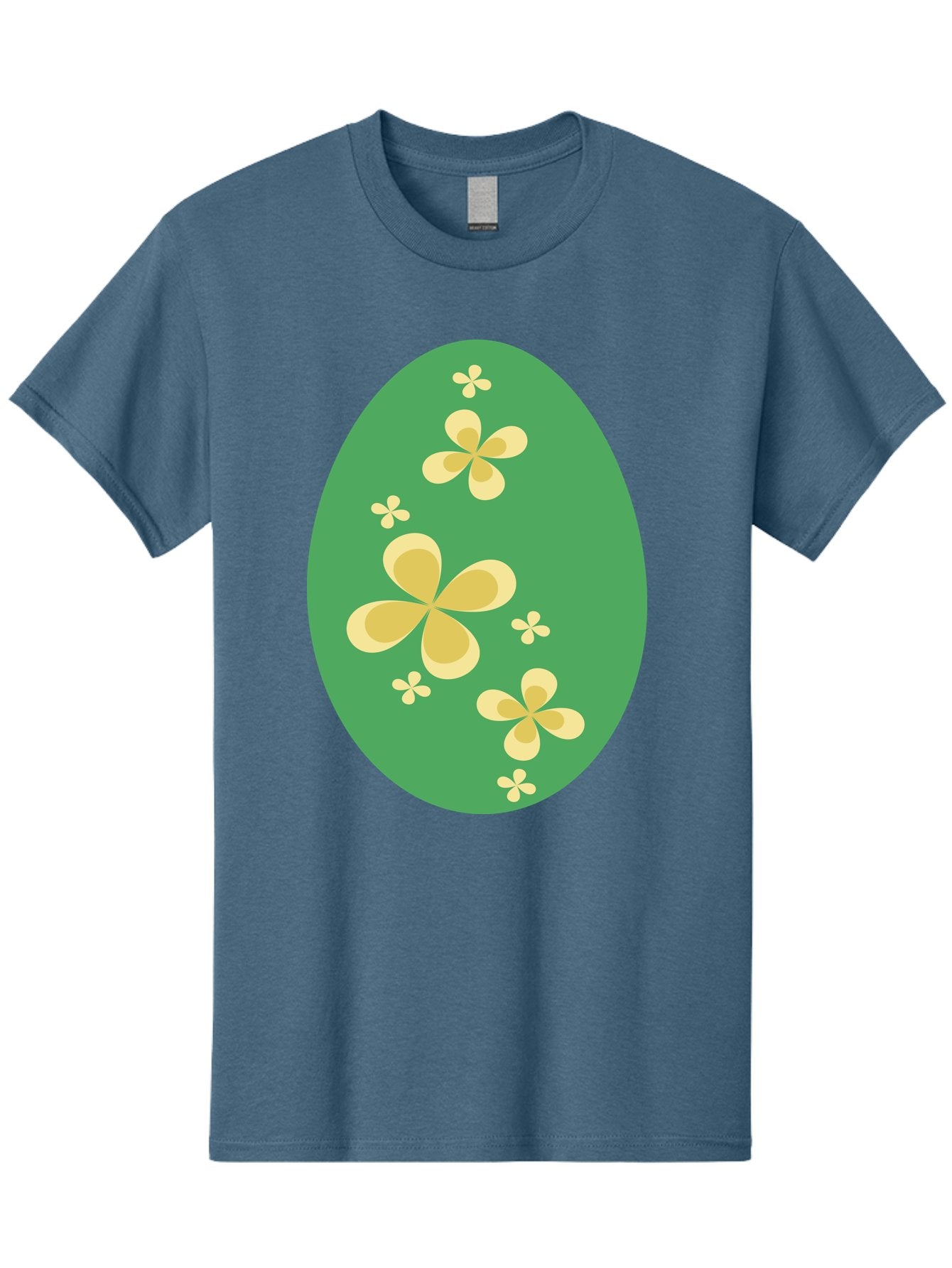 Easter-Egg-2 Men'S Graphic Tee, 100% Cotton, Comfortable Casual Summer Wear, Machine Washable, Easter Egg, Floral Pattern, Yellow Flowers, Oval Shape, Decorative Design, Spring Theme, Easter Decoration, Floral Motif, Pastel Colors Aac672 11