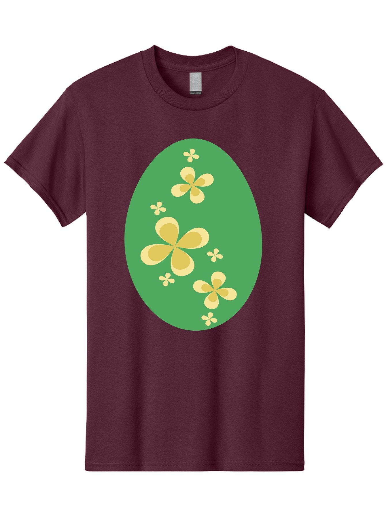 Easter-Egg-2 Men'S Graphic Tee, 100% Cotton, Comfortable Casual Summer Wear, Machine Washable, Easter Egg, Floral Pattern, Yellow Flowers, Oval Shape, Decorative Design, Spring Theme, Easter Decoration, Floral Motif, Pastel Colors Aac672
