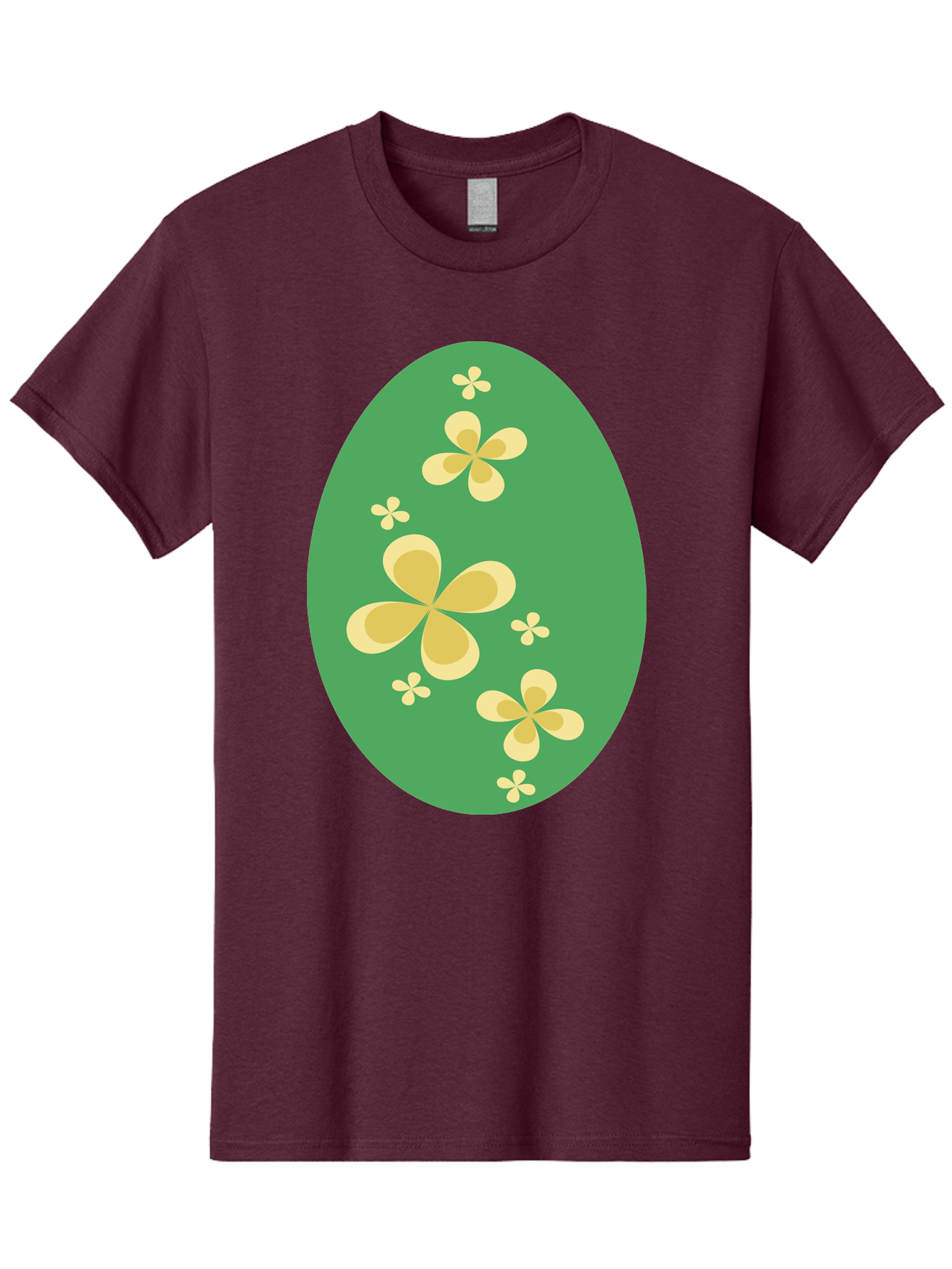 Easter-Egg-2 Men'S Graphic Tee, 100% Cotton, Comfortable Casual Summer Wear, Machine Washable, Easter Egg, Floral Pattern, Yellow Flowers, Oval Shape, Decorative Design, Spring Theme, Easter Decoration, Floral Motif, Pastel Colors Aac672 19