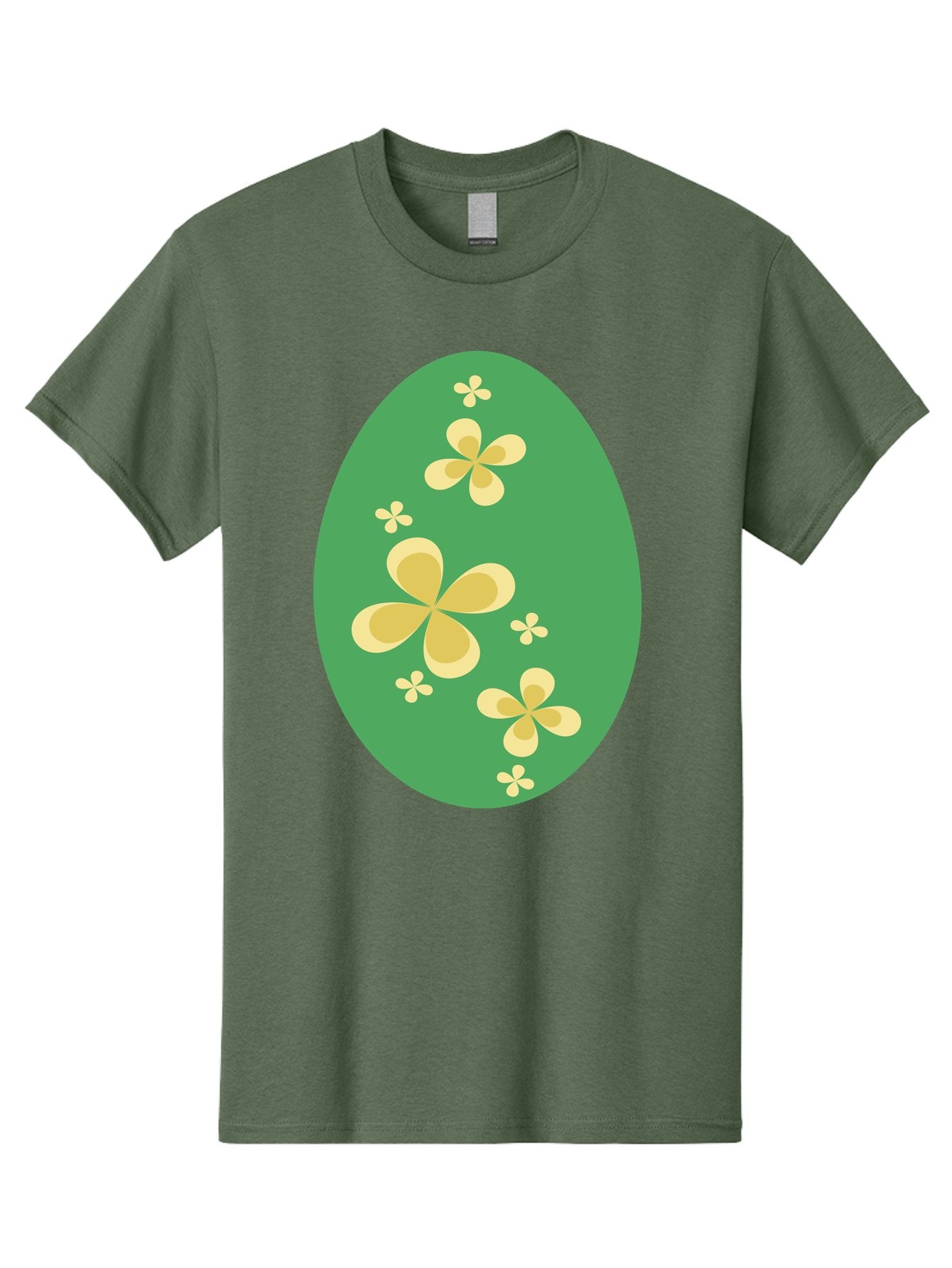 Easter-Egg-2 Men'S Graphic Tee, 100% Cotton, Comfortable Casual Summer Wear, Machine Washable, Easter Egg, Floral Pattern, Yellow Flowers, Oval Shape, Decorative Design, Spring Theme, Easter Decoration, Floral Motif, Pastel Colors Aac672 7