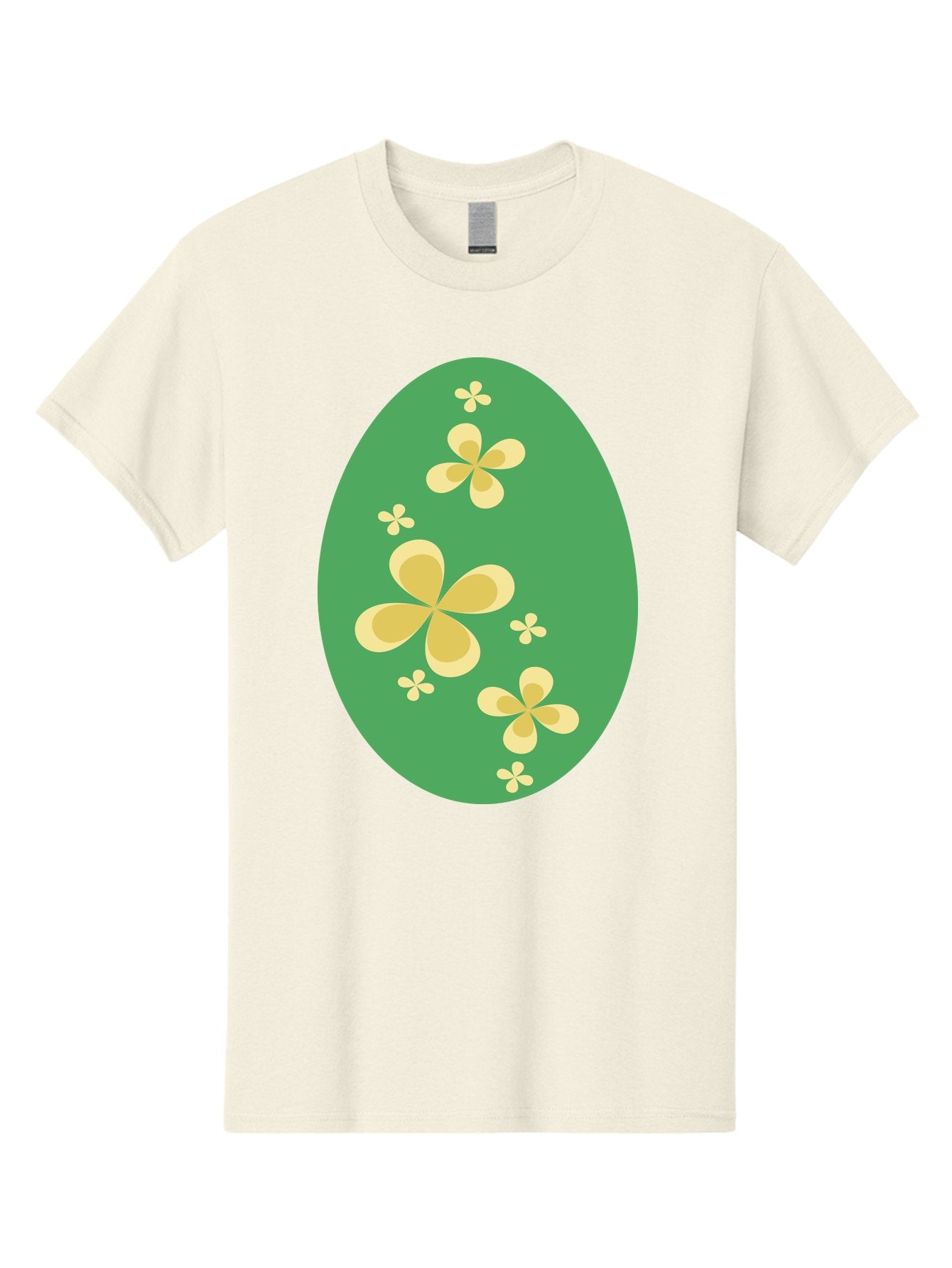 Easter-Egg-2 Men'S Graphic Tee, 100% Cotton, Comfortable Casual Summer Wear, Machine Washable, Easter Egg, Floral Pattern, Yellow Flowers, Oval Shape, Decorative Design, Spring Theme, Easter Decoration, Floral Motif, Pastel Colors Aac672 12