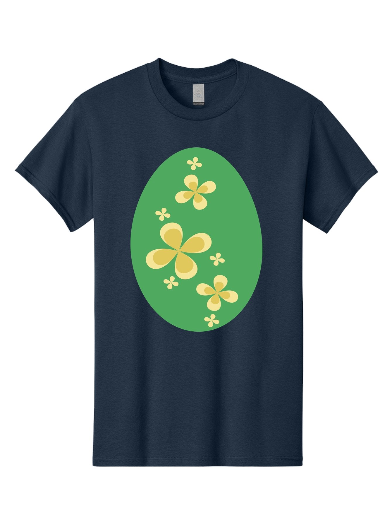 Easter-Egg-2 Men'S Graphic Tee, 100% Cotton, Comfortable Casual Summer Wear, Machine Washable, Easter Egg, Floral Pattern, Yellow Flowers, Oval Shape, Decorative Design, Spring Theme, Easter Decoration, Floral Motif, Pastel Colors Aac672 4