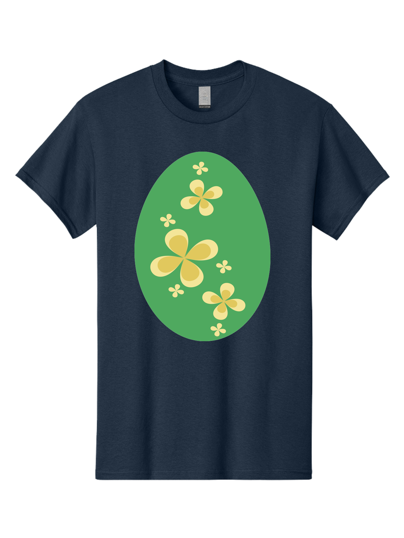Easter-Egg-2 Men'S Graphic Tee, 100% Cotton, Comfortable Casual Summer Wear, Machine Washable, Easter Egg, Floral Pattern, Yellow Flowers, Oval Shape, Decorative Design, Spring Theme, Easter Decoration, Floral Motif, Pastel Colors Aac672 23