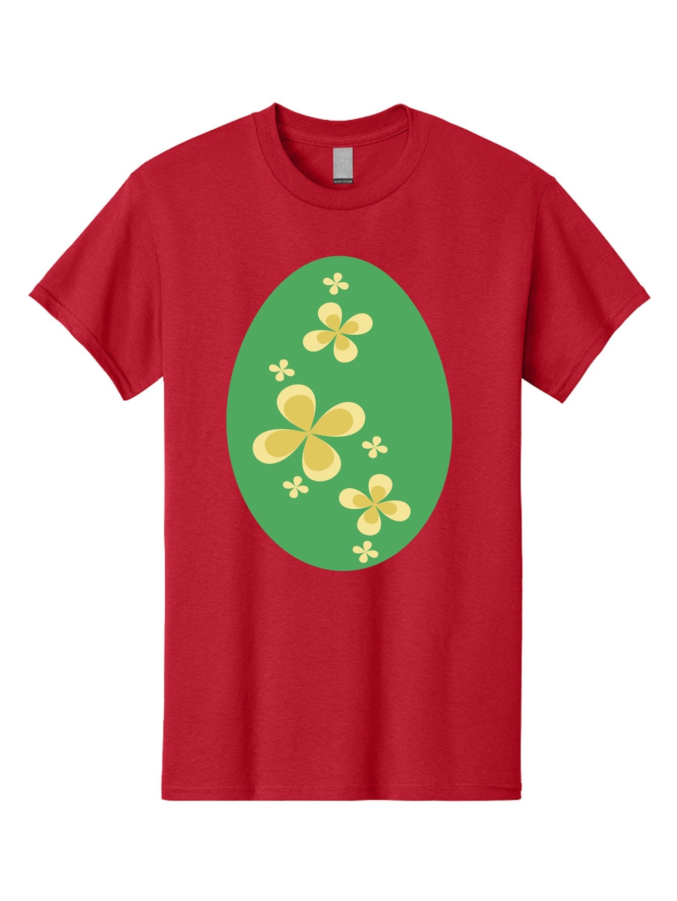 Easter-Egg-2 Men'S Graphic Tee, 100% Cotton, Comfortable Casual Summer Wear, Machine Washable, Easter Egg, Floral Pattern, Yellow Flowers, Oval Shape, Decorative Design, Spring Theme, Easter Decoration, Floral Motif, Pastel Colors Aac672 13