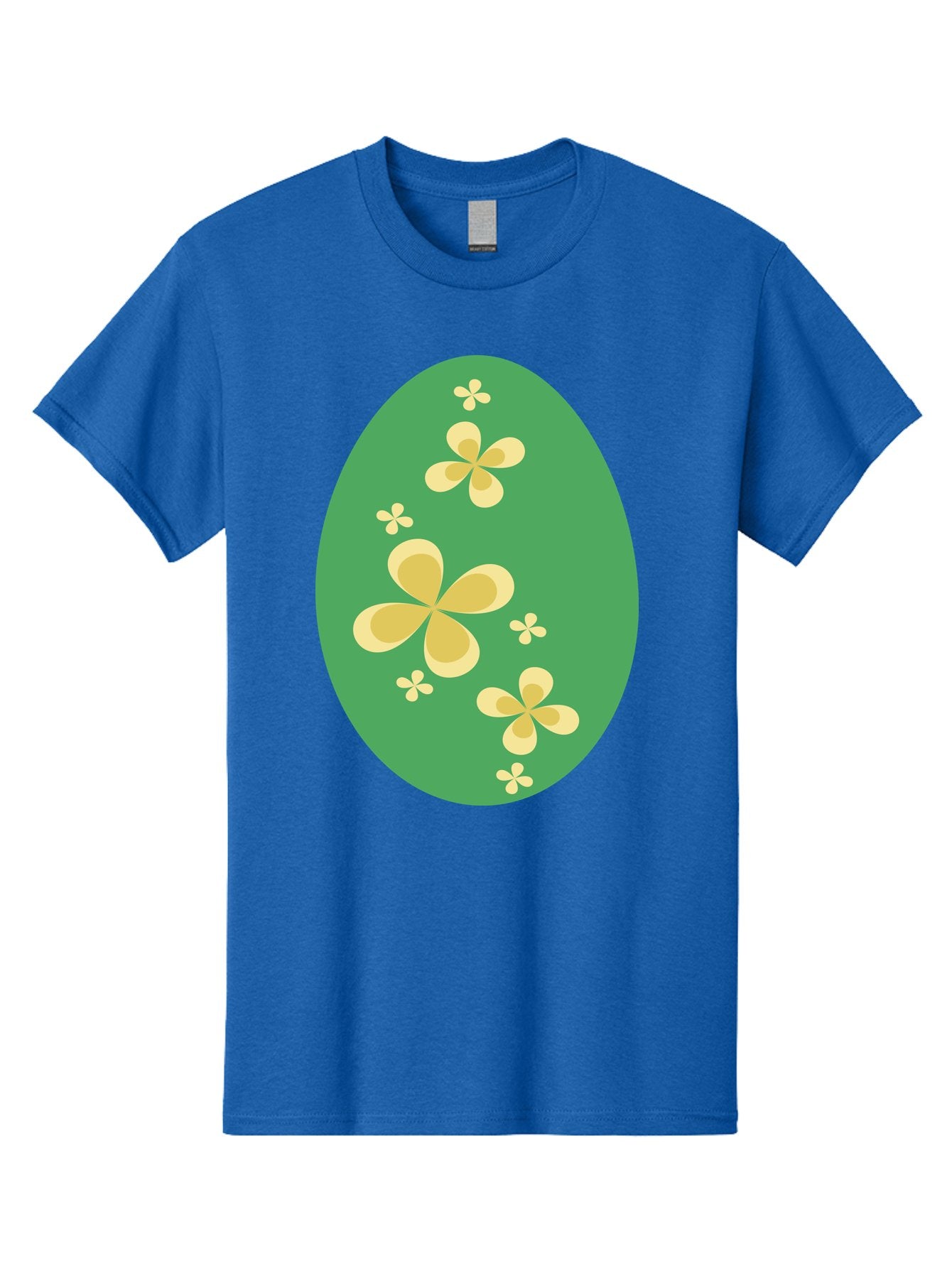 Easter-Egg-2 Men'S Graphic Tee, 100% Cotton, Comfortable Casual Summer Wear, Machine Washable, Easter Egg, Floral Pattern, Yellow Flowers, Oval Shape, Decorative Design, Spring Theme, Easter Decoration, Floral Motif, Pastel Colors Aac672 5