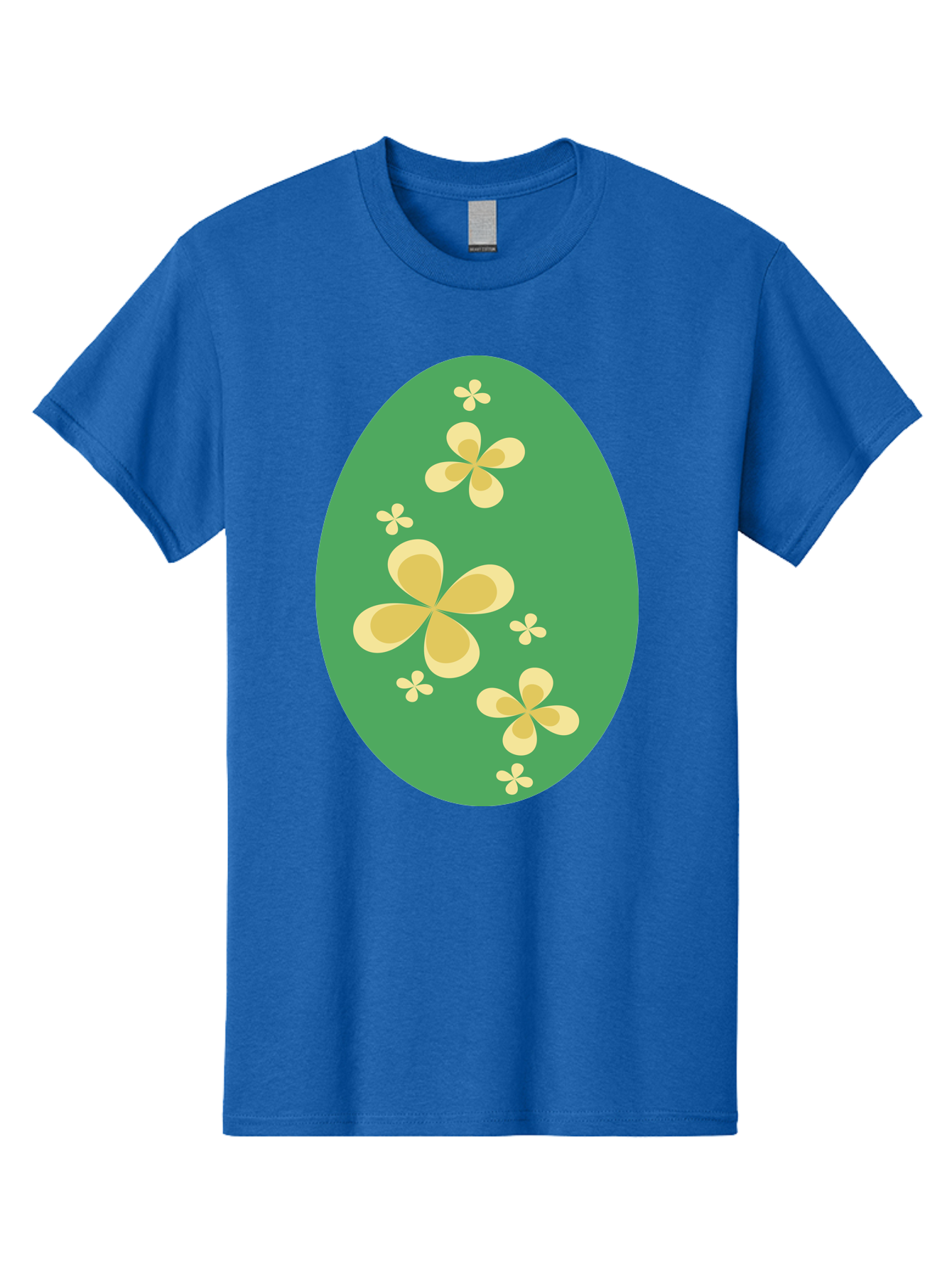 Easter-Egg-2 Men'S Graphic Tee, 100% Cotton, Comfortable Casual Summer Wear, Machine Washable, Easter Egg, Floral Pattern, Yellow Flowers, Oval Shape, Decorative Design, Spring Theme, Easter Decoration, Floral Motif, Pastel Colors Aac672 15