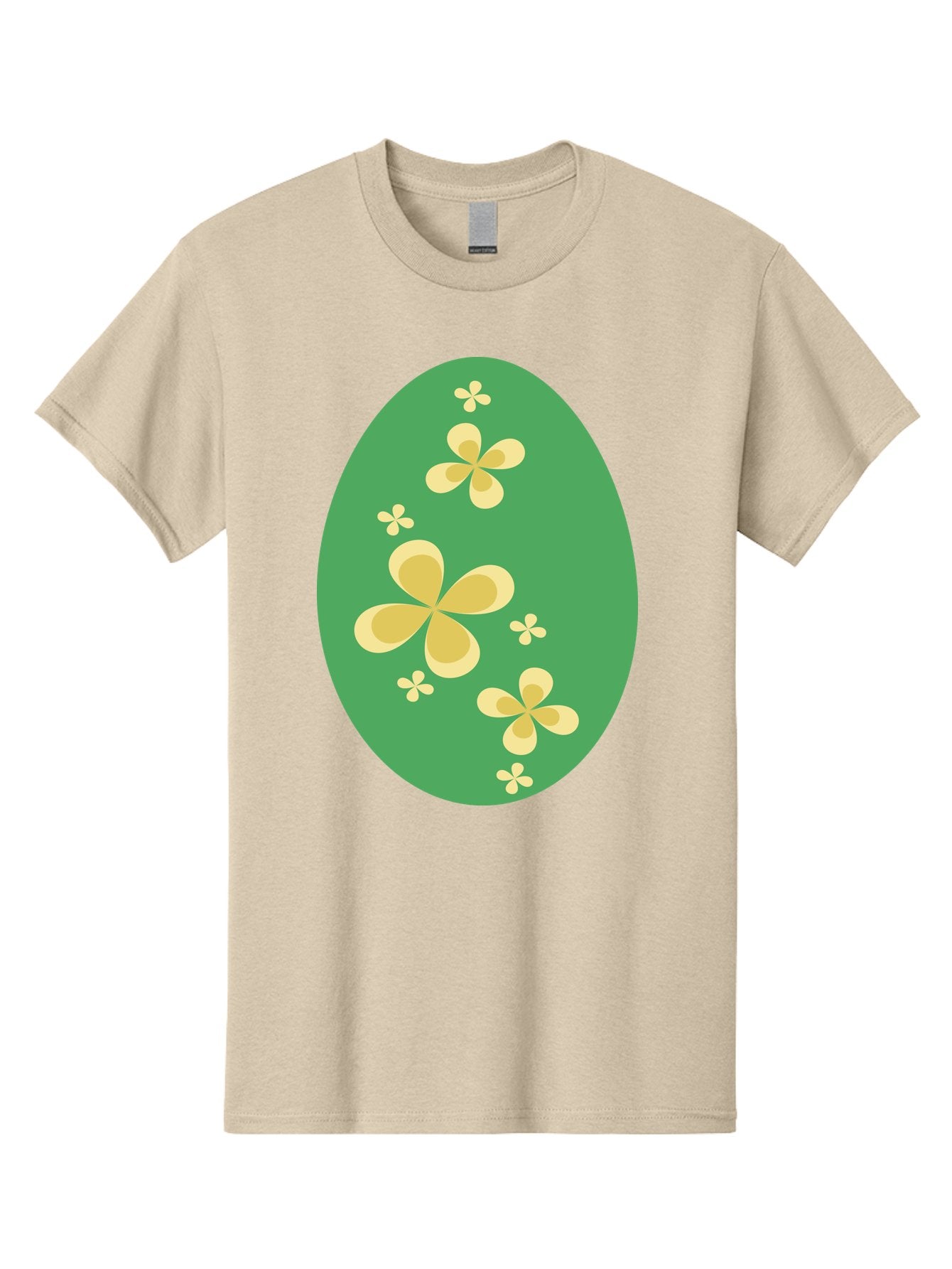 Easter-Egg-2 Men'S Graphic Tee, 100% Cotton, Comfortable Casual Summer Wear, Machine Washable, Easter Egg, Floral Pattern, Yellow Flowers, Oval Shape, Decorative Design, Spring Theme, Easter Decoration, Floral Motif, Pastel Colors Aac672 6