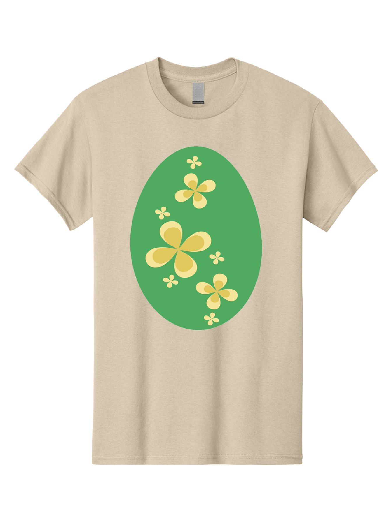 Easter-Egg-2 Men'S Graphic Tee, 100% Cotton, Comfortable Casual Summer Wear, Machine Washable, Easter Egg, Floral Pattern, Yellow Flowers, Oval Shape, Decorative Design, Spring Theme, Easter Decoration, Floral Motif, Pastel Colors Aac672 13
