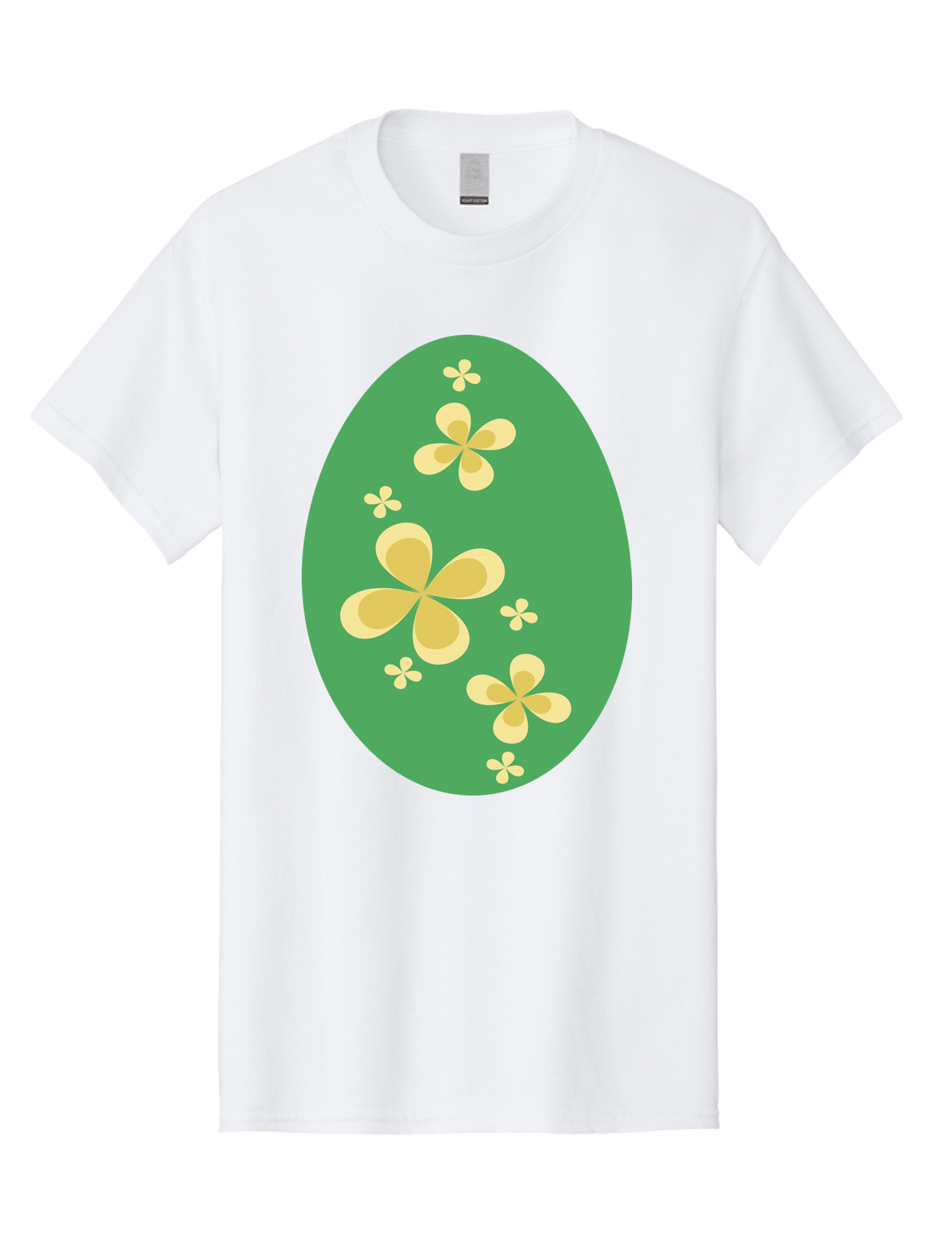 Easter-Egg-2 Men'S Graphic Tee, 100% Cotton, Comfortable Casual Summer Wear, Machine Washable, Easter Egg, Floral Pattern, Yellow Flowers, Oval Shape, Decorative Design, Spring Theme, Easter Decoration, Floral Motif, Pastel Colors Aac672 27