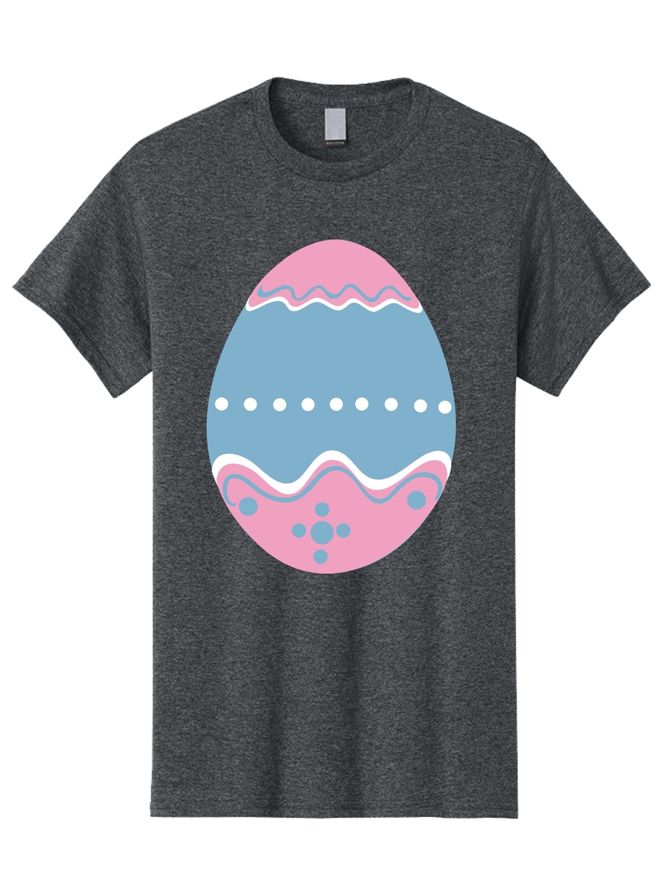 Easter-Egg-3 Men'S Graphic Tee, 100% Cotton, Comfortable Casual Summer Wear, Machine Washable, Easter Egg, Pink And Blue Egg, Decorated Egg, Wavy Lines, White Dots, Blue And Pink Swirls, Pastel Colors, Spring Decoration, Easter Theme, Aac673 10