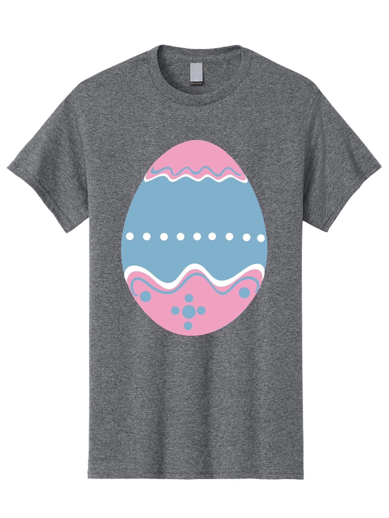 Easter-Egg-3 Men'S Graphic Tee, 100% Cotton, Comfortable Casual Summer Wear, Machine Washable, Easter Egg, Pink And Blue Egg, Decorated Egg, Wavy Lines, White Dots, Blue And Pink Swirls, Pastel Colors, Spring Decoration, Easter Theme, Aac673 7