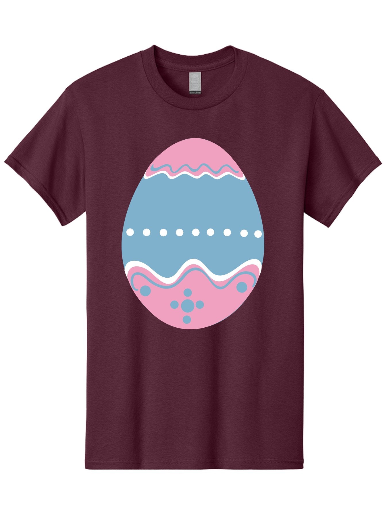 Easter-Egg-3 Men'S Graphic Tee, 100% Cotton, Comfortable Casual Summer Wear, Machine Washable, Easter Egg, Pink And Blue Egg, Decorated Egg, Wavy Lines, White Dots, Blue And Pink Swirls, Pastel Colors, Spring Decoration, Easter Theme, Aac673 15