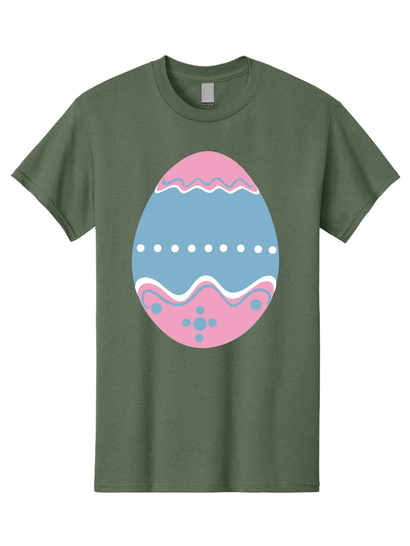 Easter-Egg-3 Men'S Graphic Tee, 100% Cotton, Comfortable Casual Summer Wear, Machine Washable, Easter Egg, Pink And Blue Egg, Decorated Egg, Wavy Lines, White Dots, Blue And Pink Swirls, Pastel Colors, Spring Decoration, Easter Theme, Aac673 8