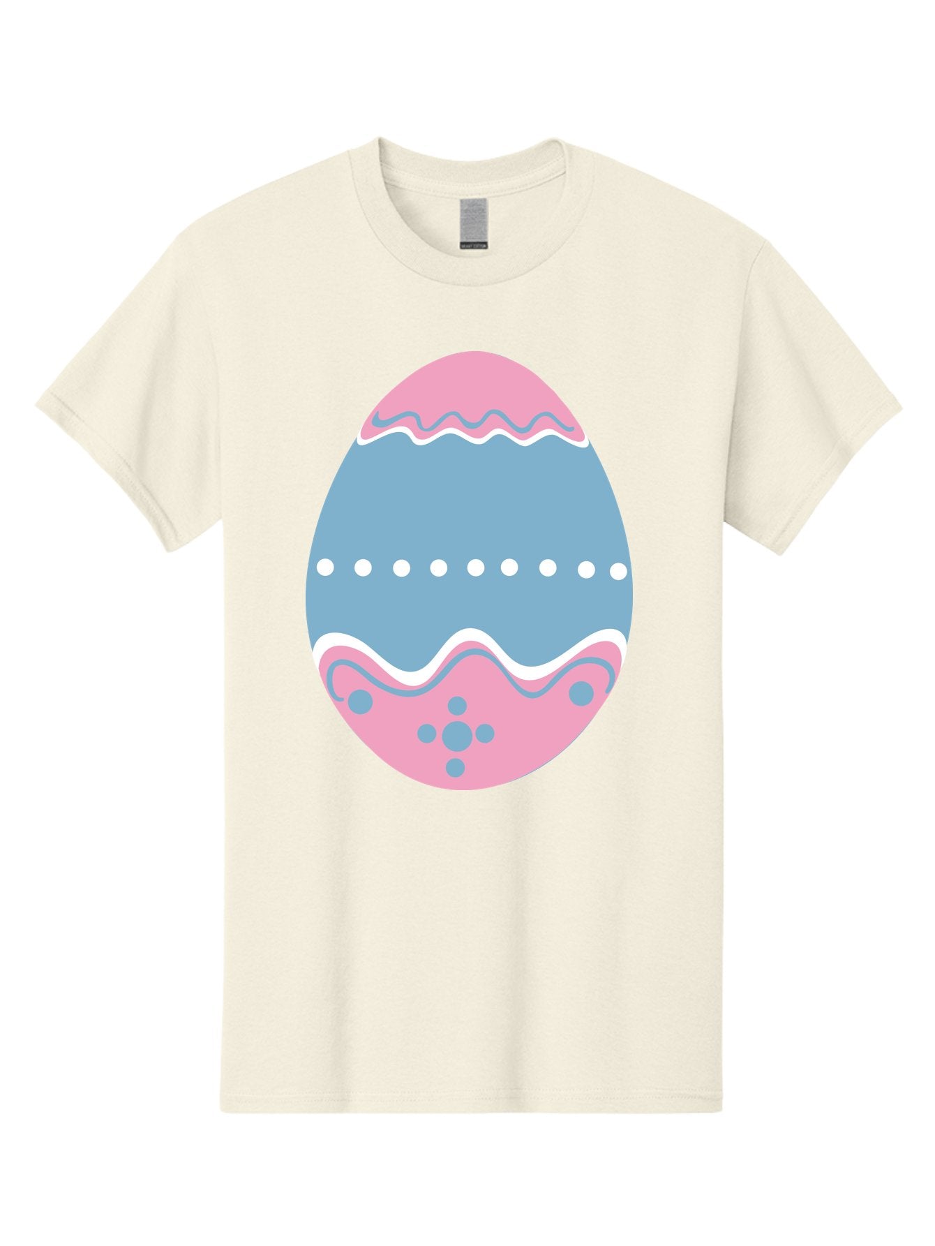 Easter-Egg-3 Men'S Graphic Tee, 100% Cotton, Comfortable Casual Summer Wear, Machine Washable, Easter Egg, Pink And Blue Egg, Decorated Egg, Wavy Lines, White Dots, Blue And Pink Swirls, Pastel Colors, Spring Decoration, Easter Theme, Aac673 13