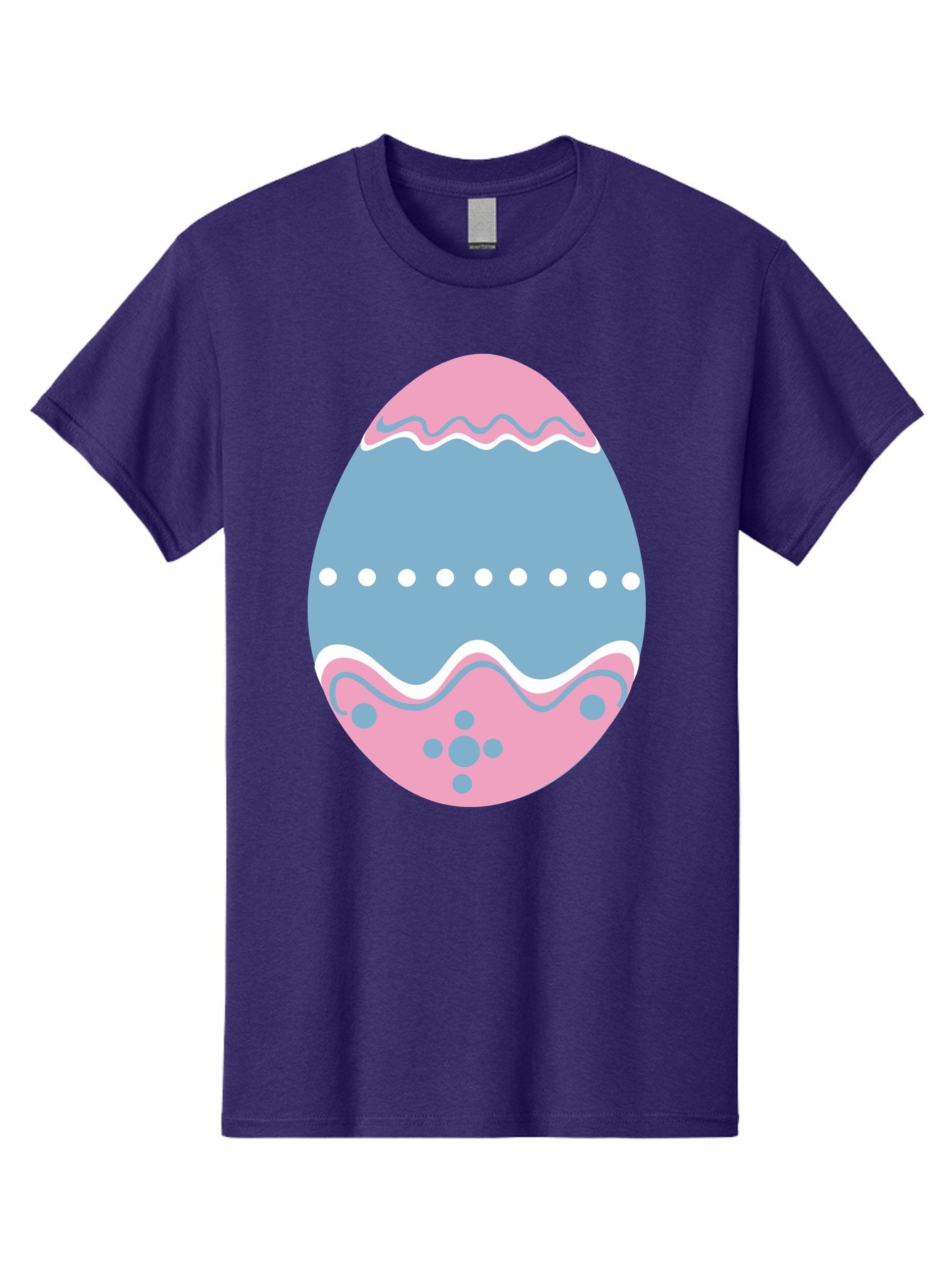Easter-Egg-3 Men'S Graphic Tee, 100% Cotton, Comfortable Casual Summer Wear, Machine Washable, Easter Egg, Pink And Blue Egg, Decorated Egg, Wavy Lines, White Dots, Blue And Pink Swirls, Pastel Colors, Spring Decoration, Easter Theme, Aac673 4
