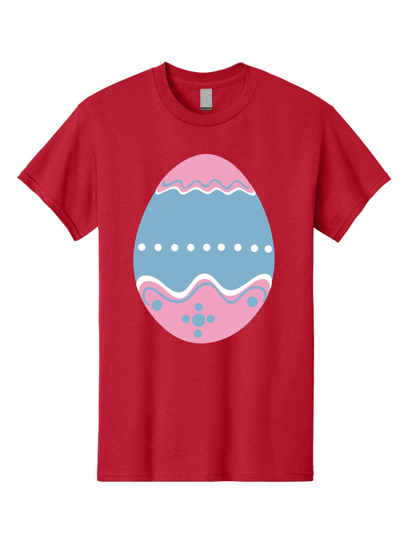 Easter-Egg-3 Men'S Graphic Tee, 100% Cotton, Comfortable Casual Summer Wear, Machine Washable, Easter Egg, Pink And Blue Egg, Decorated Egg, Wavy Lines, White Dots, Blue And Pink Swirls, Pastel Colors, Spring Decoration, Easter Theme, Aac673 6