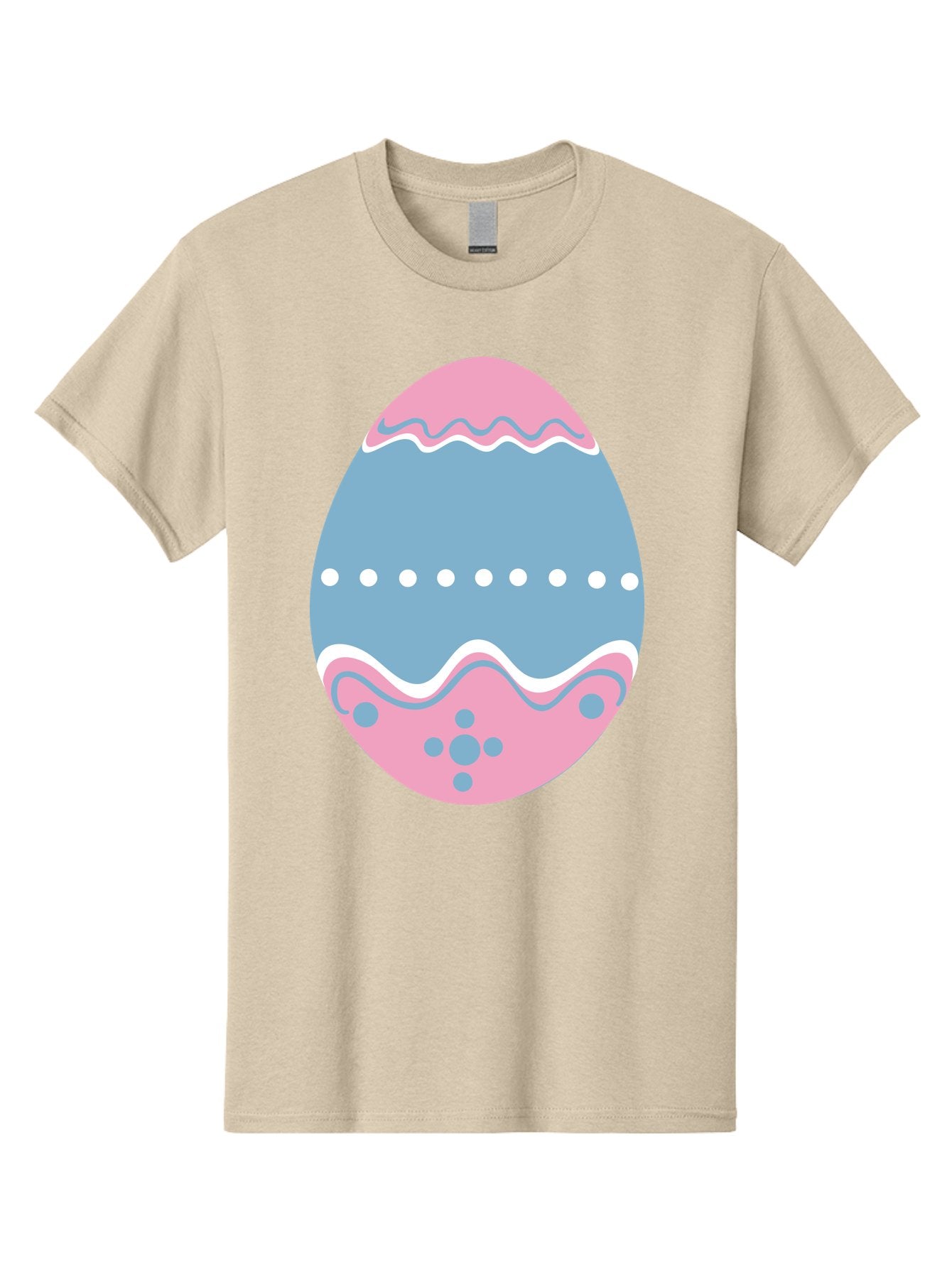 Easter-Egg-3 Men'S Graphic Tee, 100% Cotton, Comfortable Casual Summer Wear, Machine Washable, Easter Egg, Pink And Blue Egg, Decorated Egg, Wavy Lines, White Dots, Blue And Pink Swirls, Pastel Colors, Spring Decoration, Easter Theme, Aac673 9