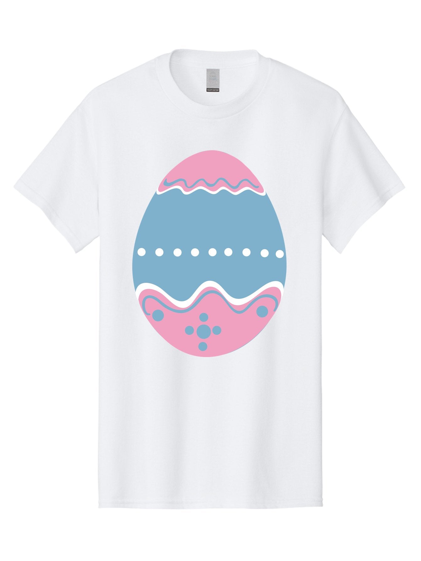 Easter-Egg-3 Men'S Graphic Tee, 100% Cotton, Comfortable Casual Summer Wear, Machine Washable, Easter Egg, Pink And Blue Egg, Decorated Egg, Wavy Lines, White Dots, Blue And Pink Swirls, Pastel Colors, Spring Decoration, Easter Theme, Aac673 14